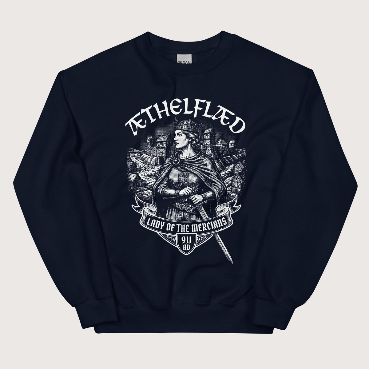 Navy Æthelflæd Lady of the Mercians Sweatshirt - history buff gift by HistoHead