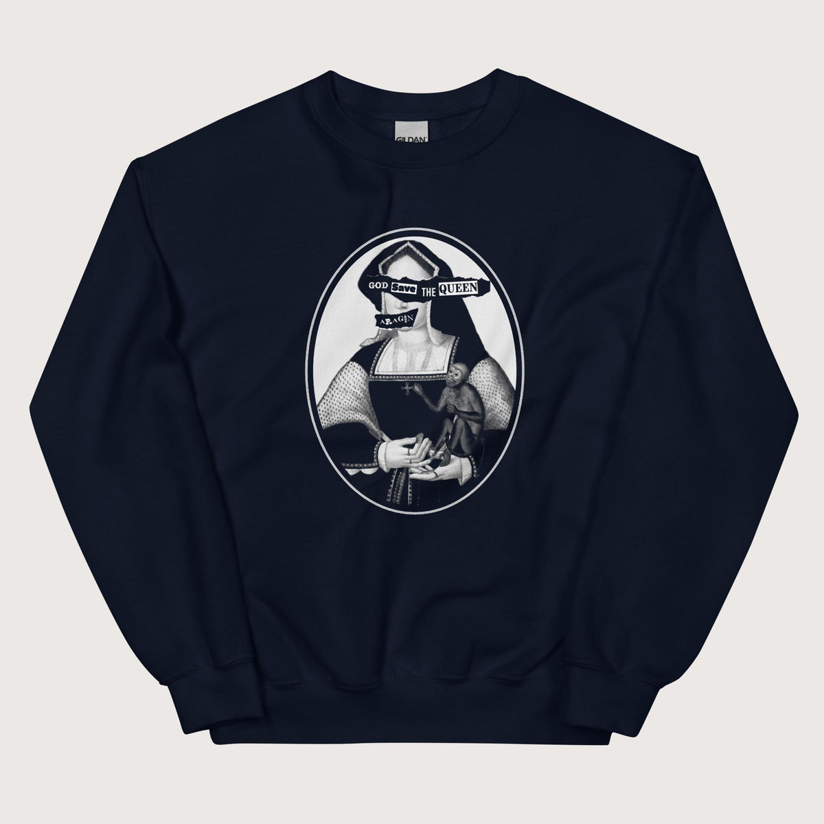 Navy God Save the Queen Katherine of Aragon Sweatshirt - history buff gift by HistoHead