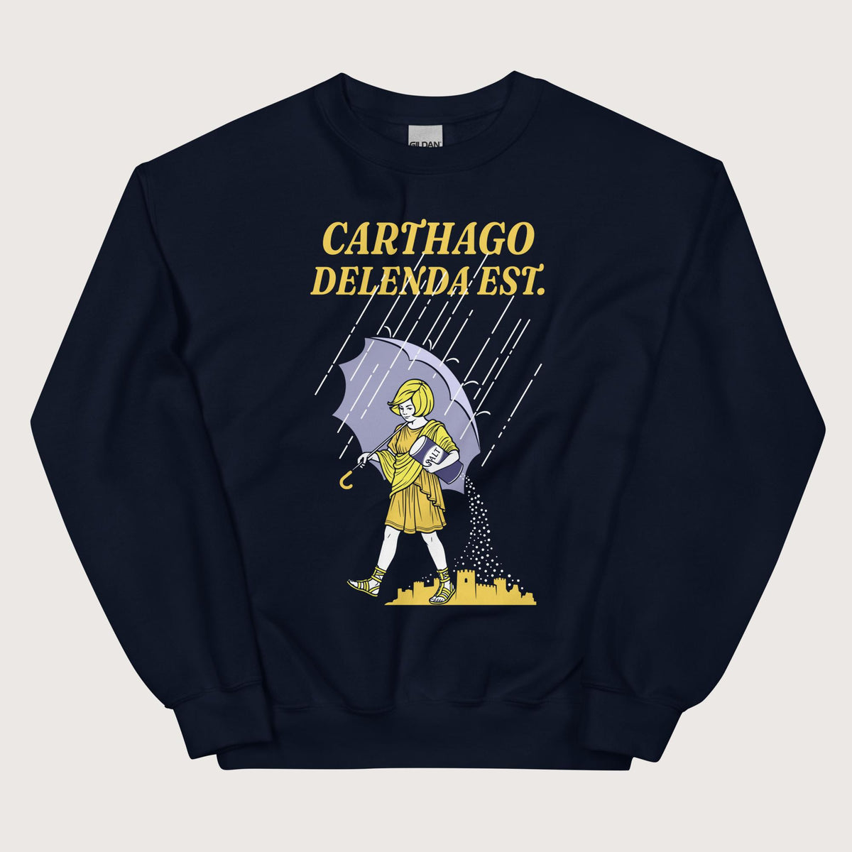 Navy Carthago Delenda Est Salt Girl Sweatshirt - history buff gift by HistoHead