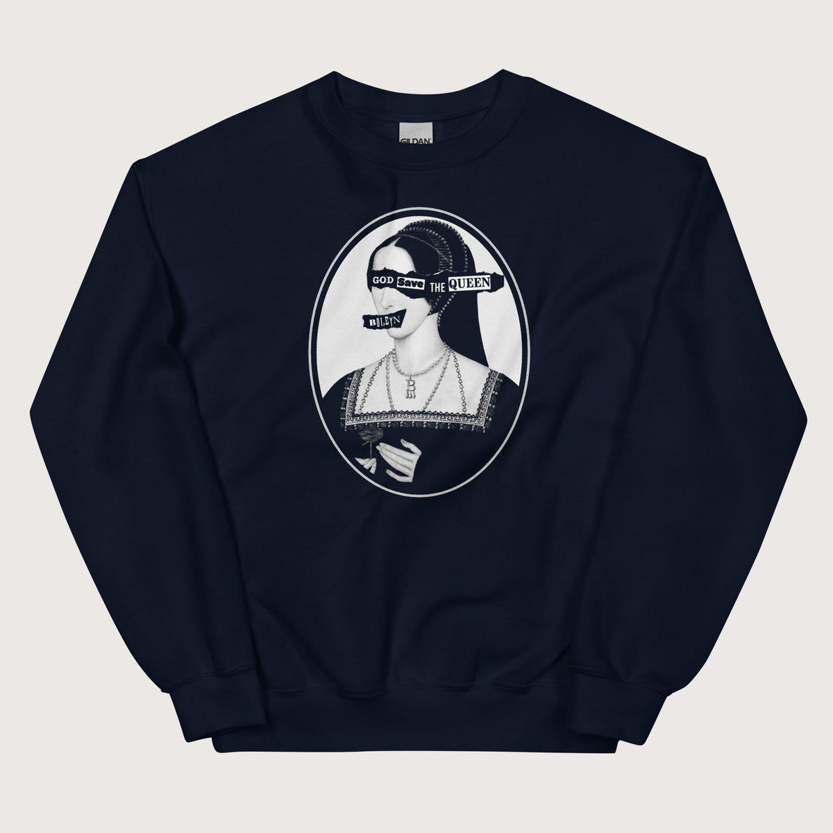 Navy God Save the Queen Anne Boleyn Sweatshirt - history buff gift by HistoHead