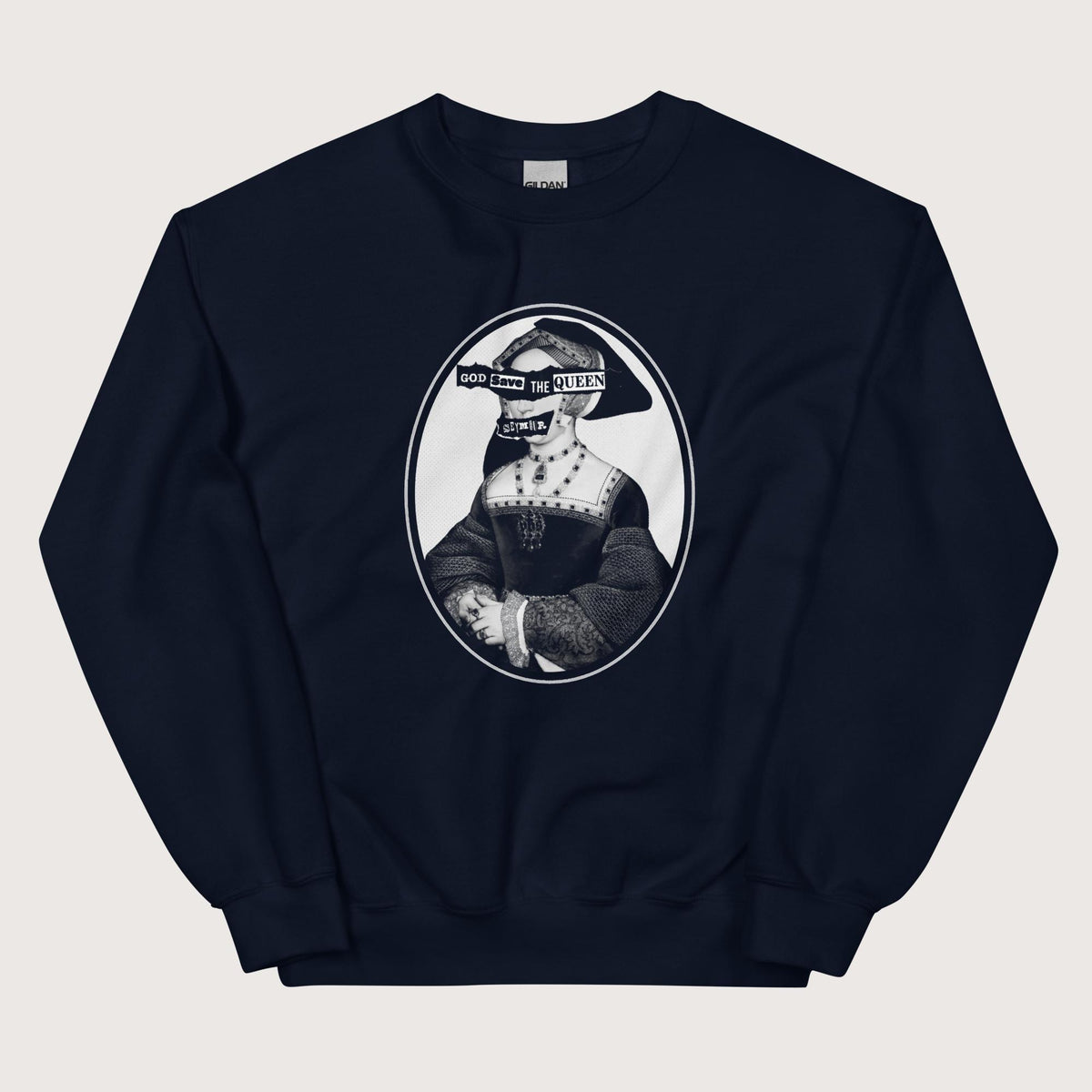 Navy God Save the Queen Jane Seymour Sweatshirt - history buff gift by HistoHead