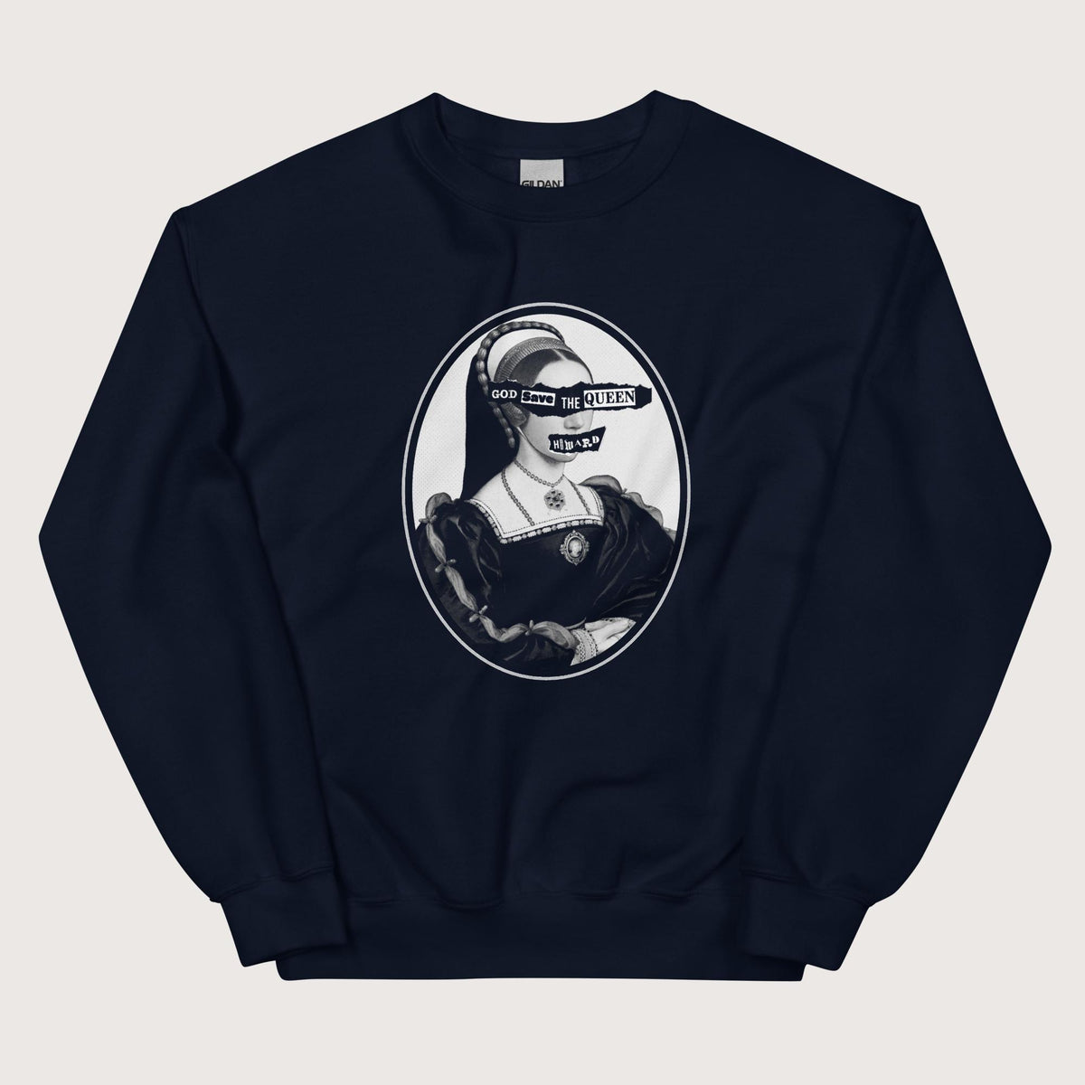 Navy God Save the Queen Catherine Howard Sweatshirt - history buff gift by HistoHead