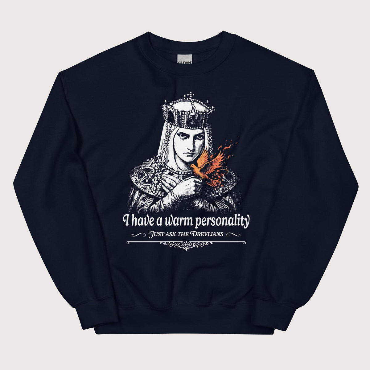 Navy Olga of Kiev I Have a Warm Personality Sweatshirt - history buff gift by HistoHead