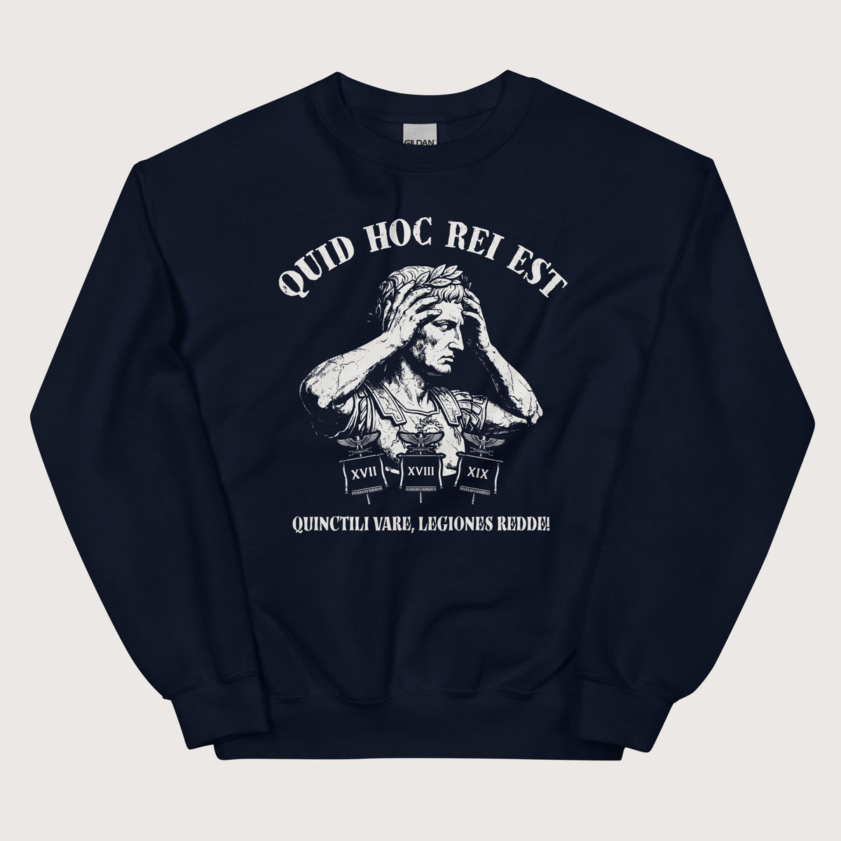 Navy Augustus What the Hell Is This Latin Sweatshirt - history buff gift by HistoHead