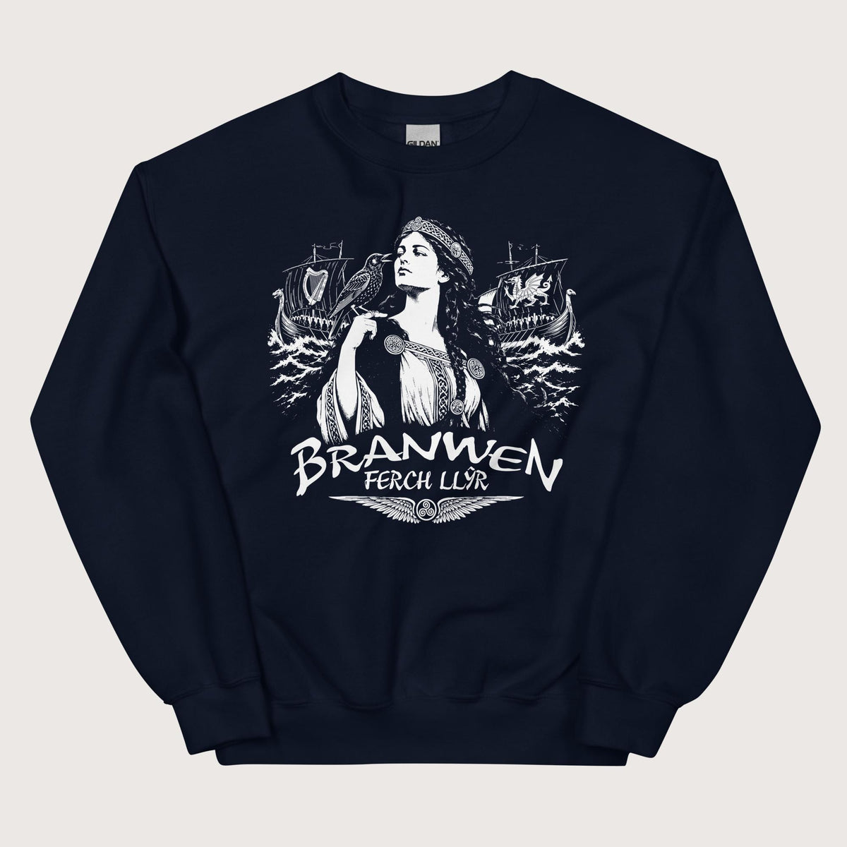 Navy Branwen ferch Llŷr Sweatshirt - history buff gift by HistoHead