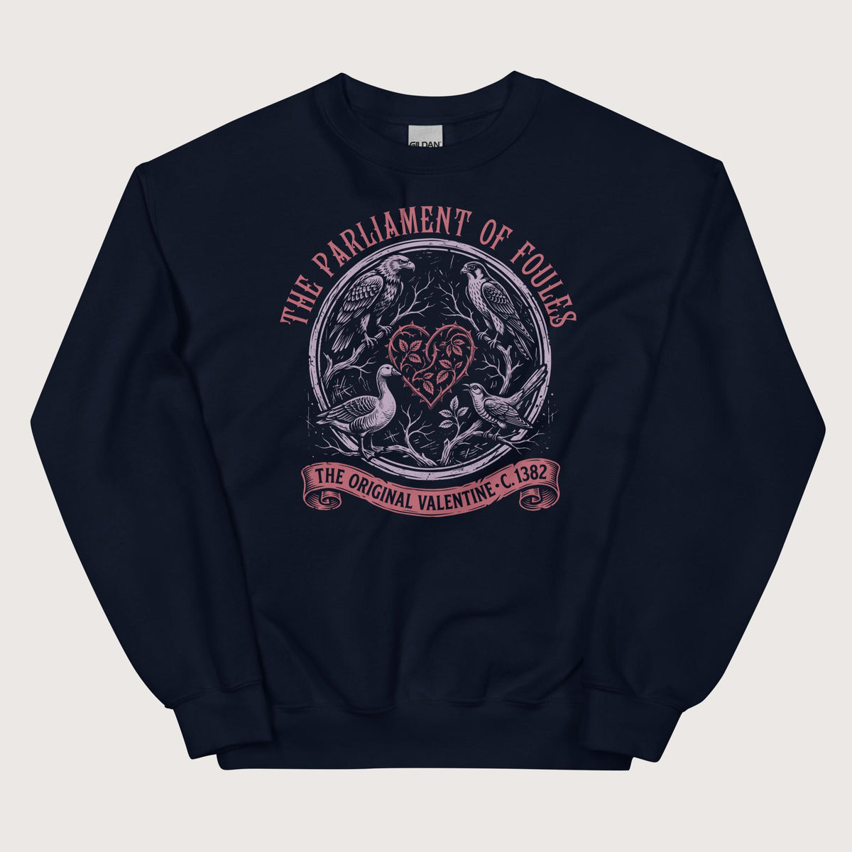 Navy Chaucer Parliament of Foules Valentine Sweatshirt - history buff gift by HistoHead