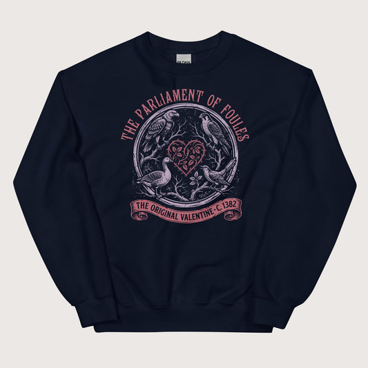 Navy Chaucer Parliament of Foules Valentine Sweatshirt - history buff gift by HistoHead