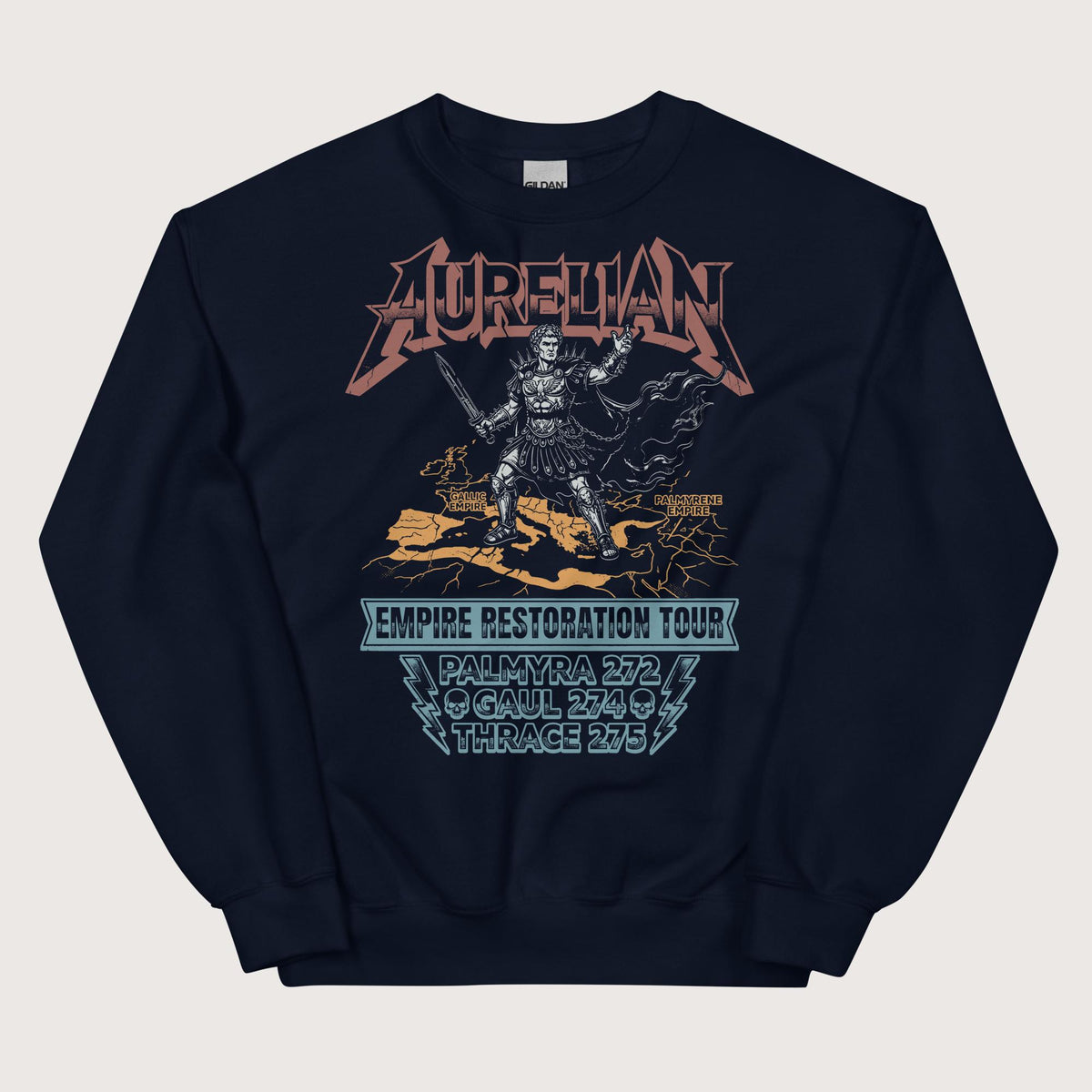 Navy Aurelian Empire Restoration Tour Sweatshirt - history buff gift by HistoHead