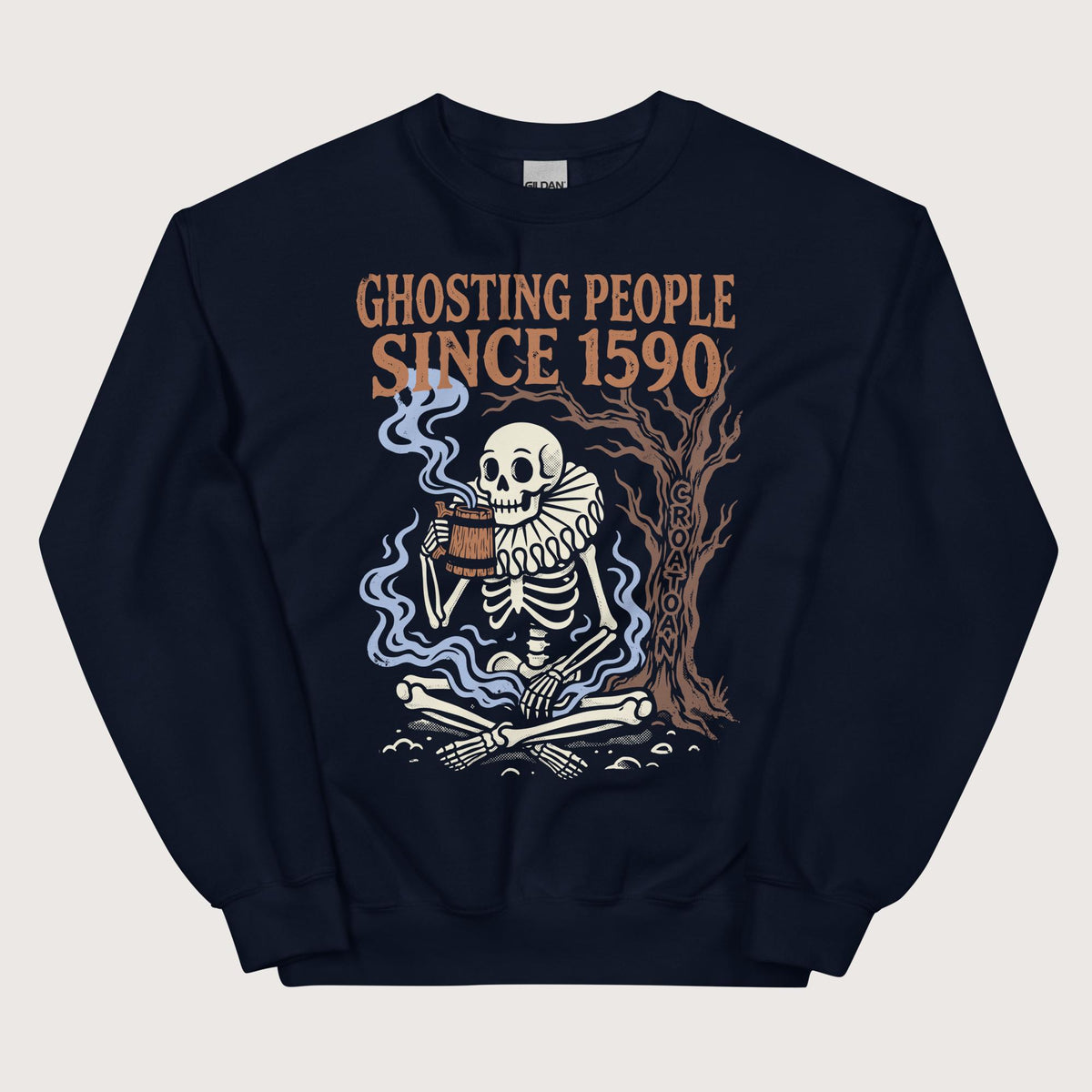Navy Roanoke Colony Ghosting Since 1590 Sweatshirt - history buff gift by HistoHead
