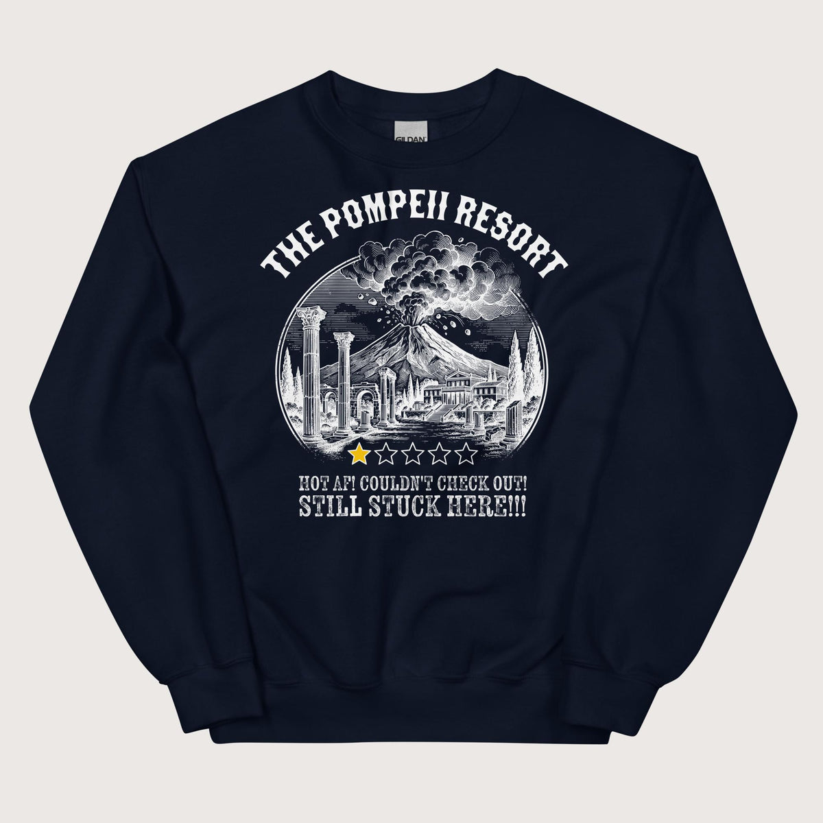 Navy The Pompeii Resort Review Sweatshirt - history buff gift by HistoHead
