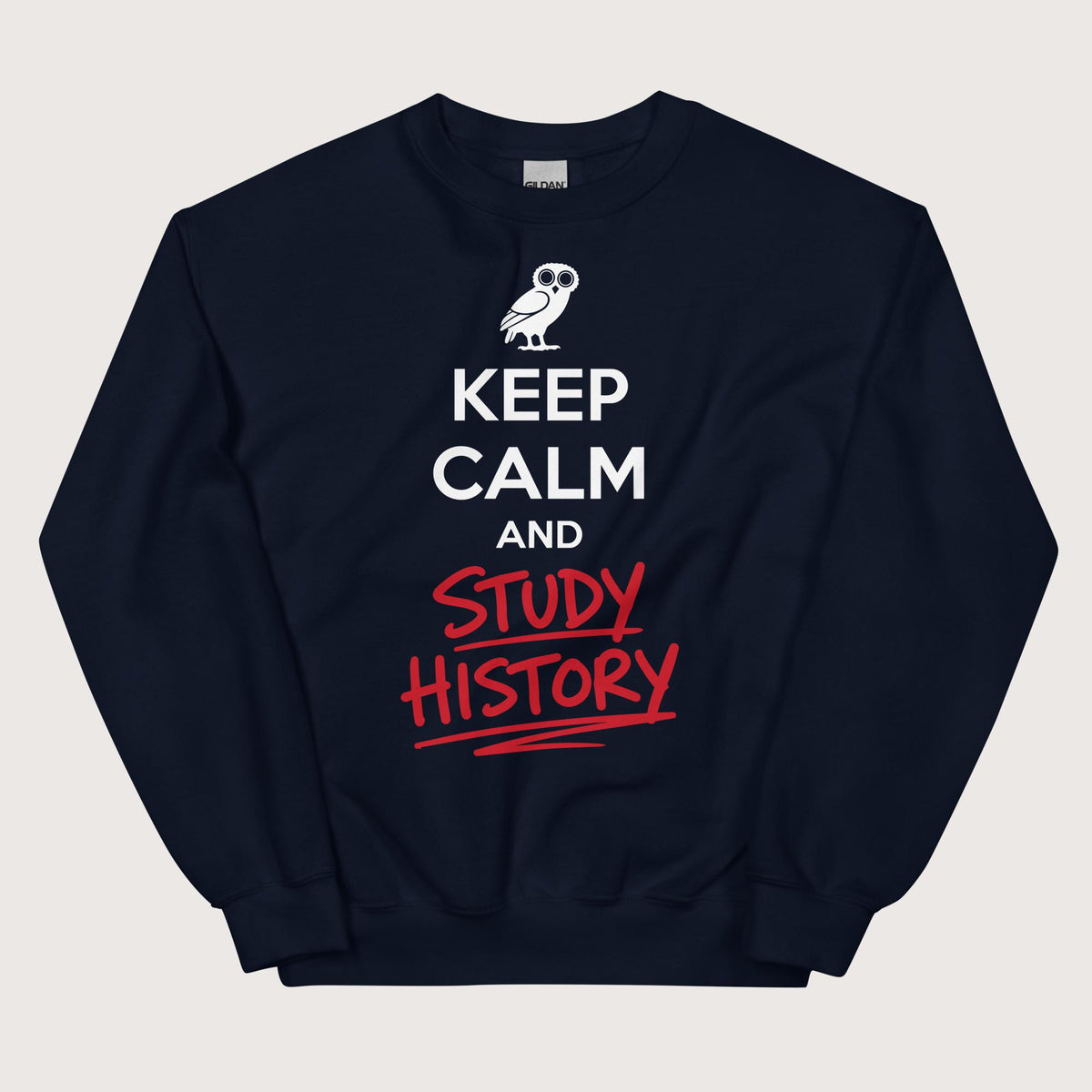 Navy Keep Calm and Study History Sweatshirt - history buff gift by HistoHead