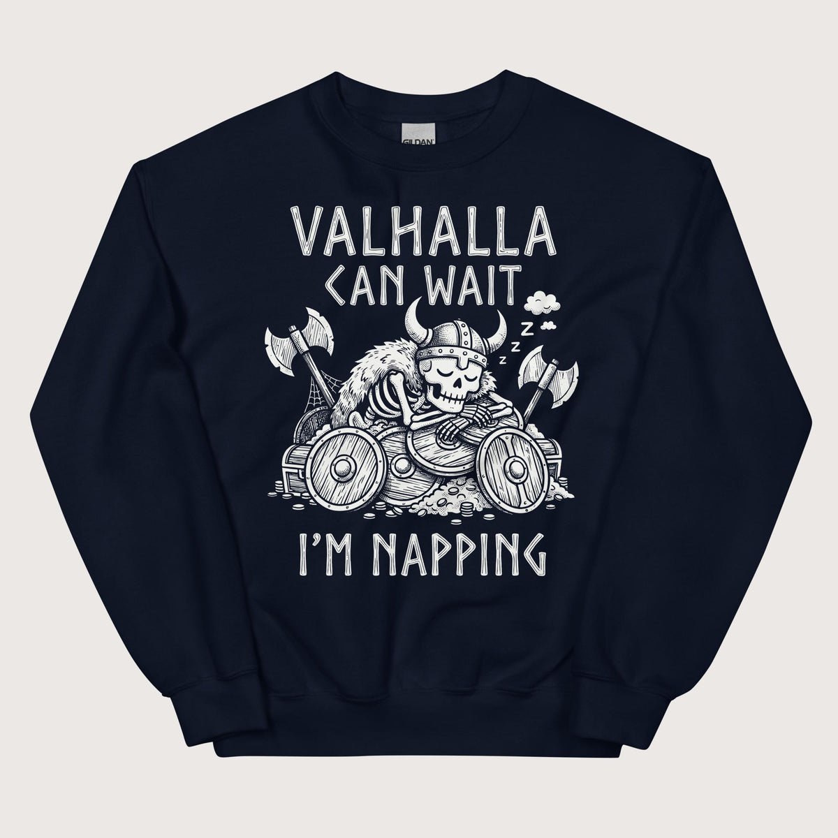 Navy Valhalla Can Wait Sweatshirt - history buff gift by HistoHead