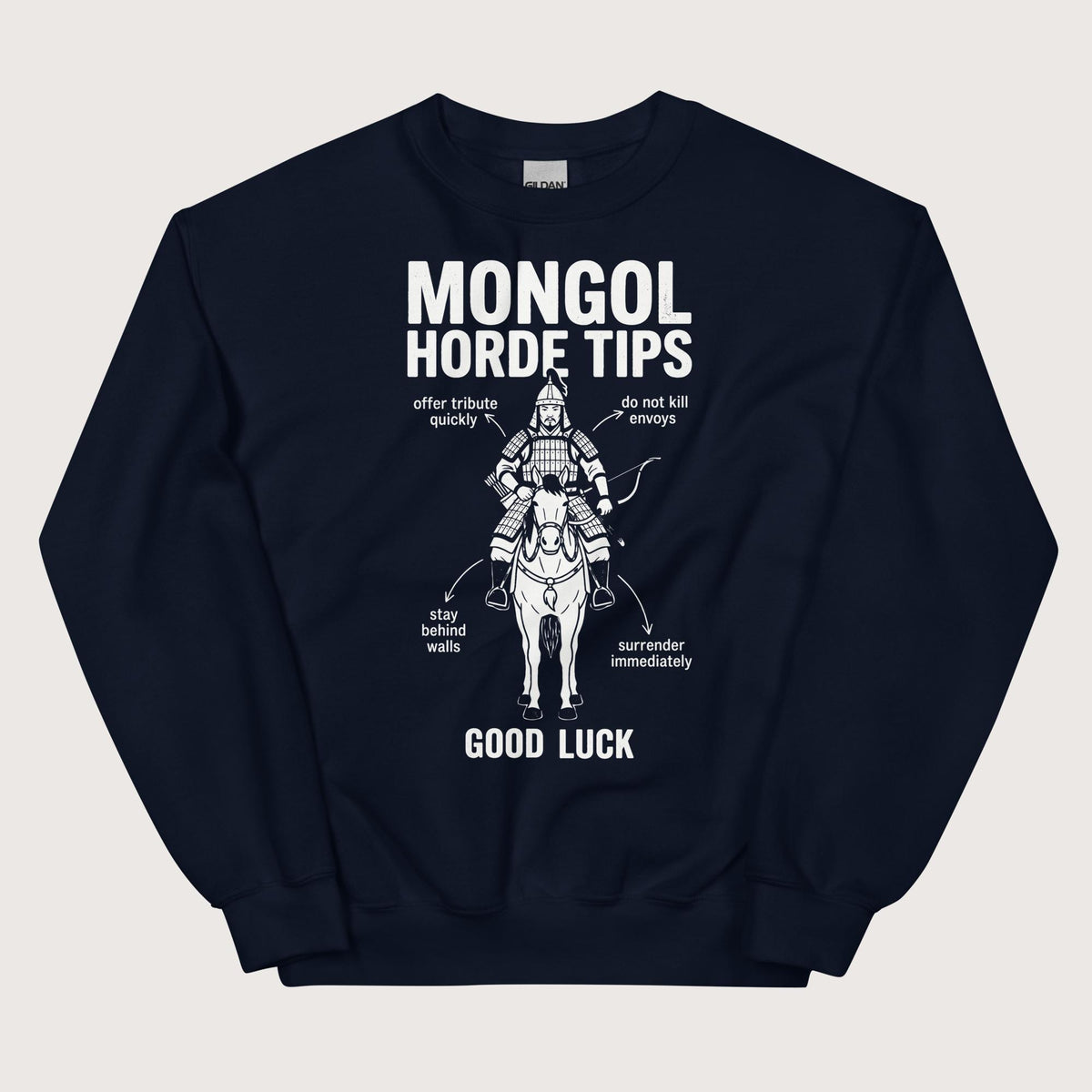 Navy Mongol Horde Tips Sweatshirt - history buff gift by HistoHead
