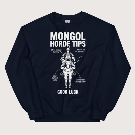 Navy Mongol Horde Tips Sweatshirt - history buff gift by HistoHead