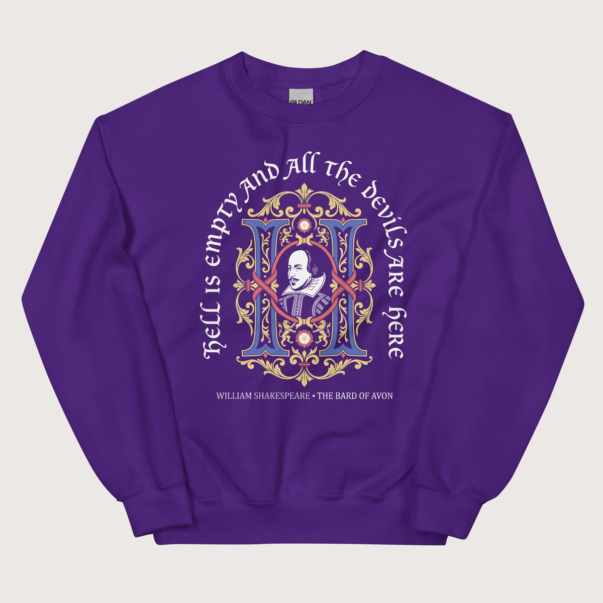 Purple Shakespeare Hell Is Empty Sweatshirt - history buff gift by HistoHead
