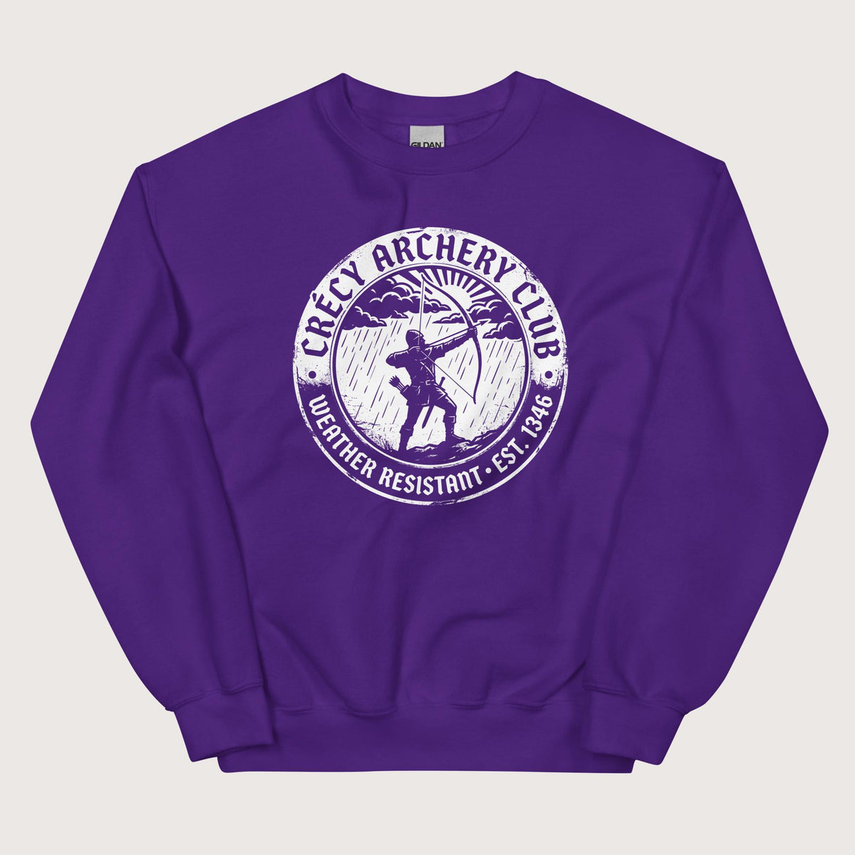 Purple Crecy Archery Club Sweatshirt - history buff gift by HistoHead
