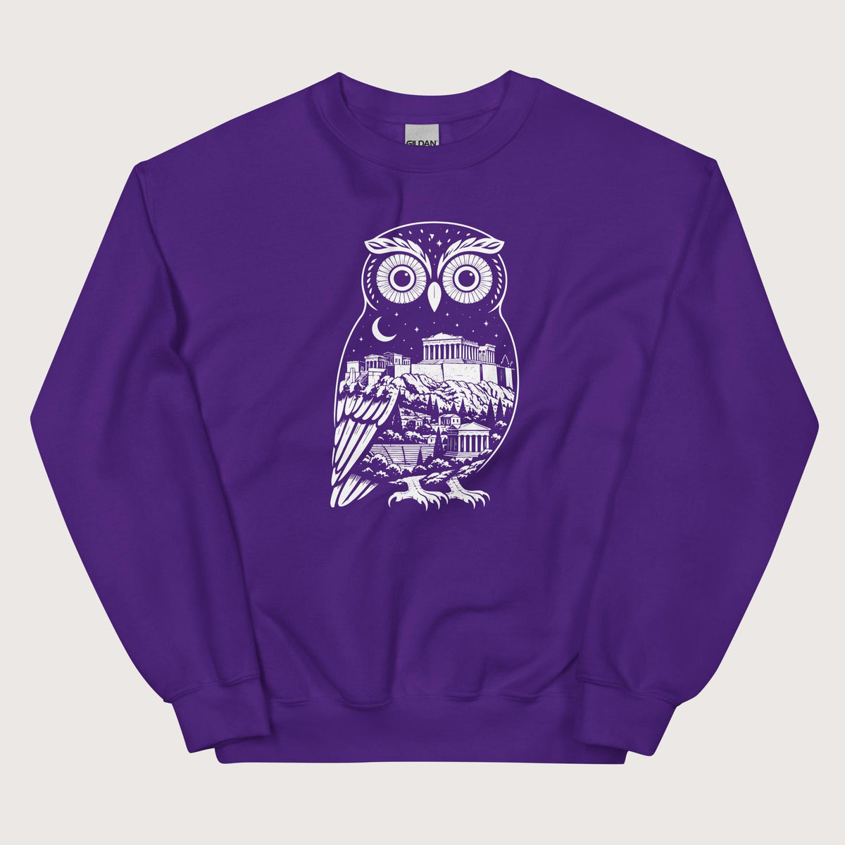 Purple Athena Owl Sweatshirt - history buff gift by HistoHead