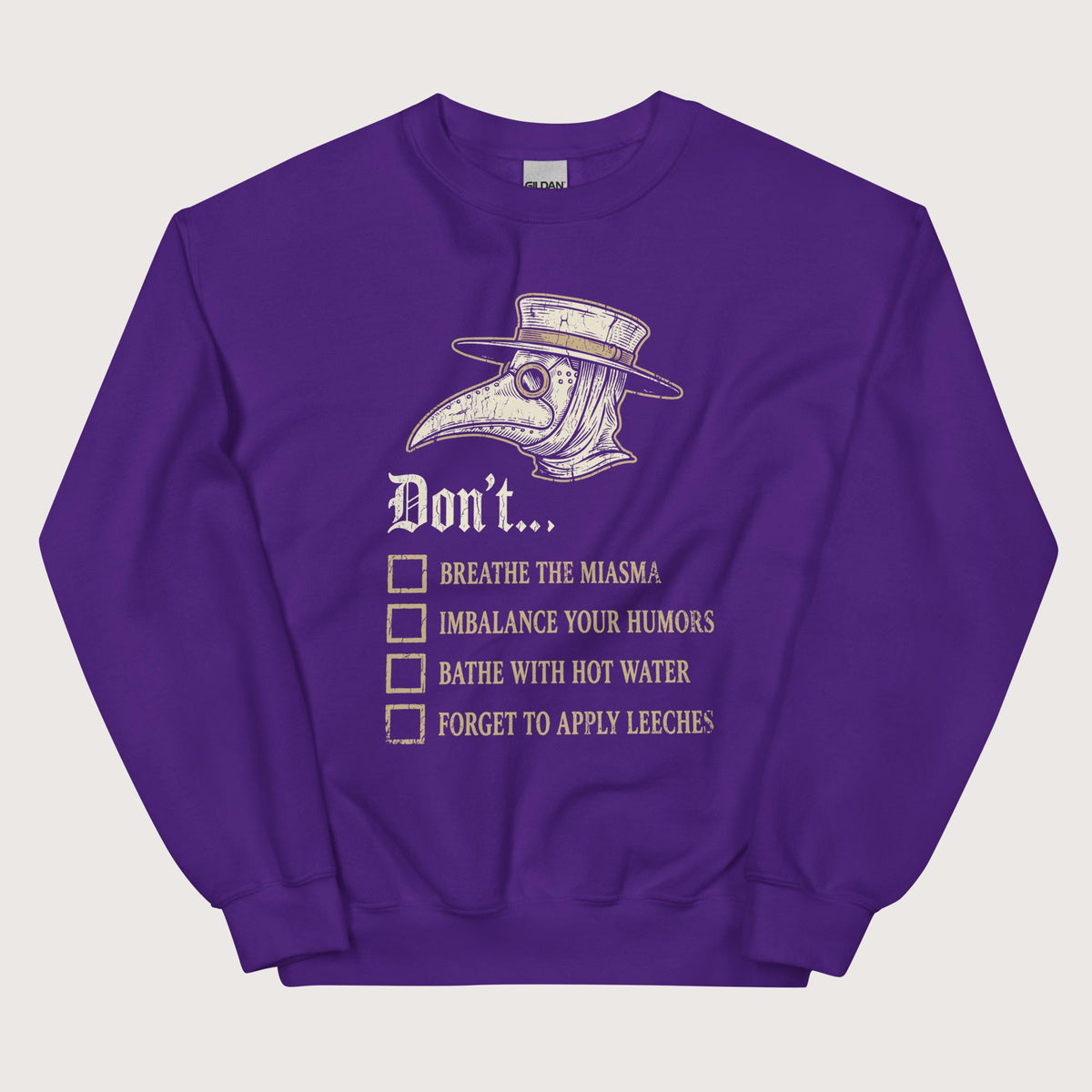 Purple Plague Doctor Advice Sweatshirt - history buff gift by HistoHead