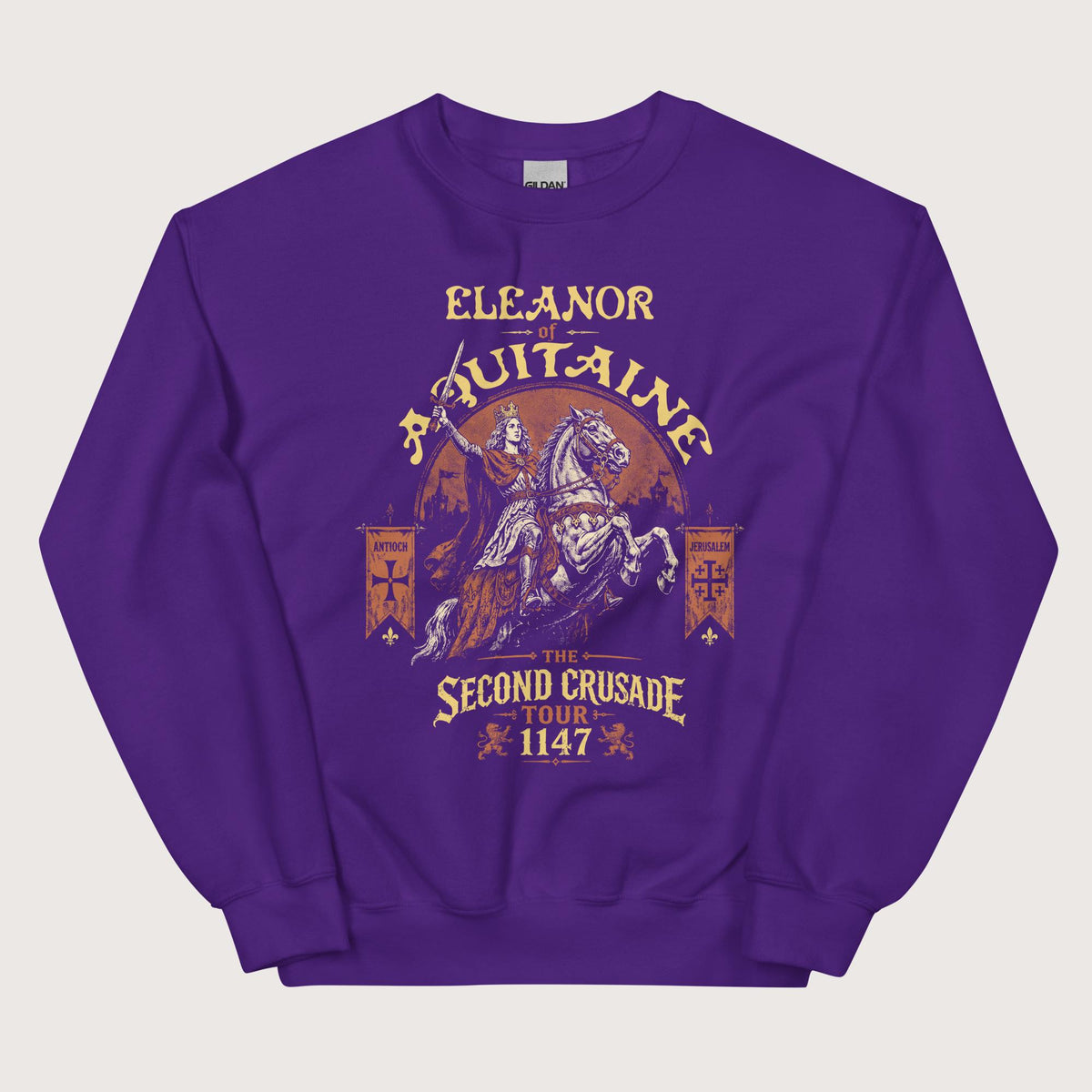 Purple Eleanor of Aquitaine Second Crusade Tour Sweatshirt - history buff gift by HistoHead