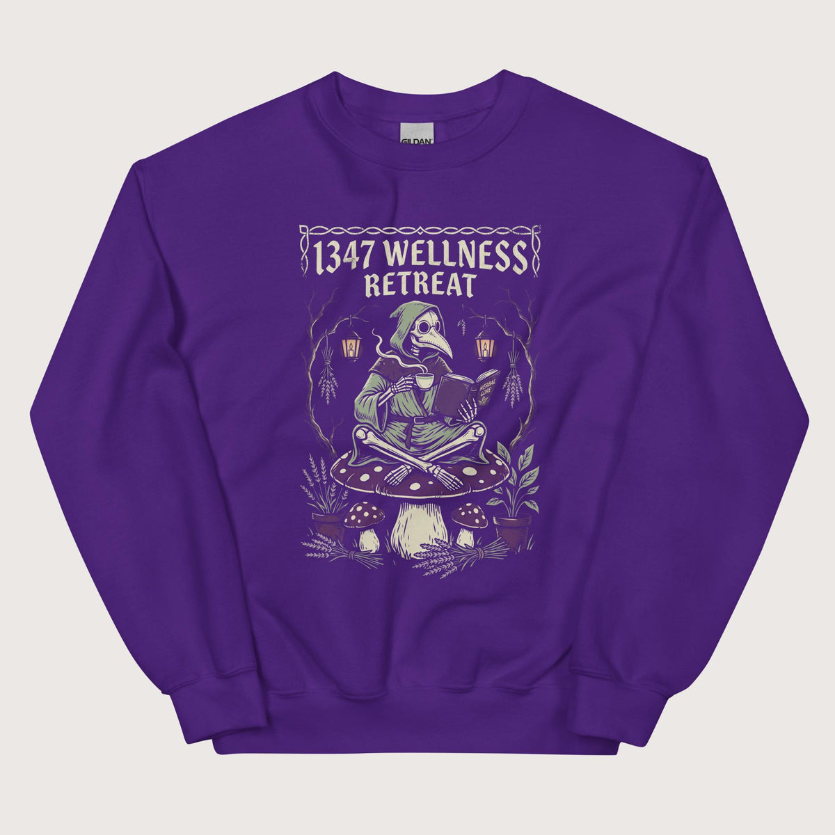 Purple Plague Doctor Wellness Retreat Sweatshirt - history buff gift by HistoHead