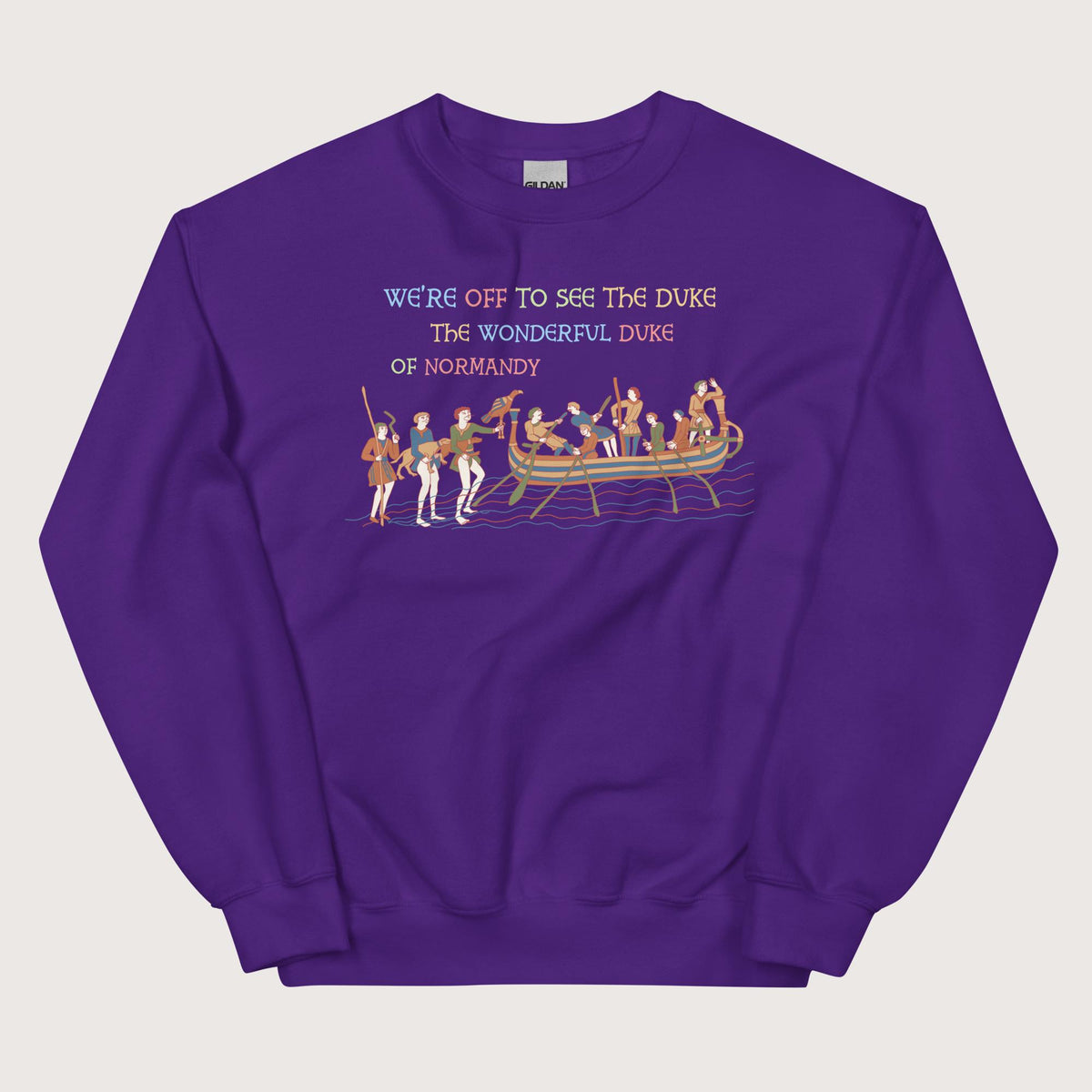 Purple Bayeux Tapestry We're Off to See the Duke Sweatshirt - history buff gift by HistoHead