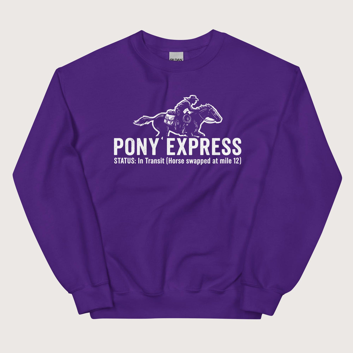 Purple Pony Express Sweatshirt - history buff gift by HistoHead