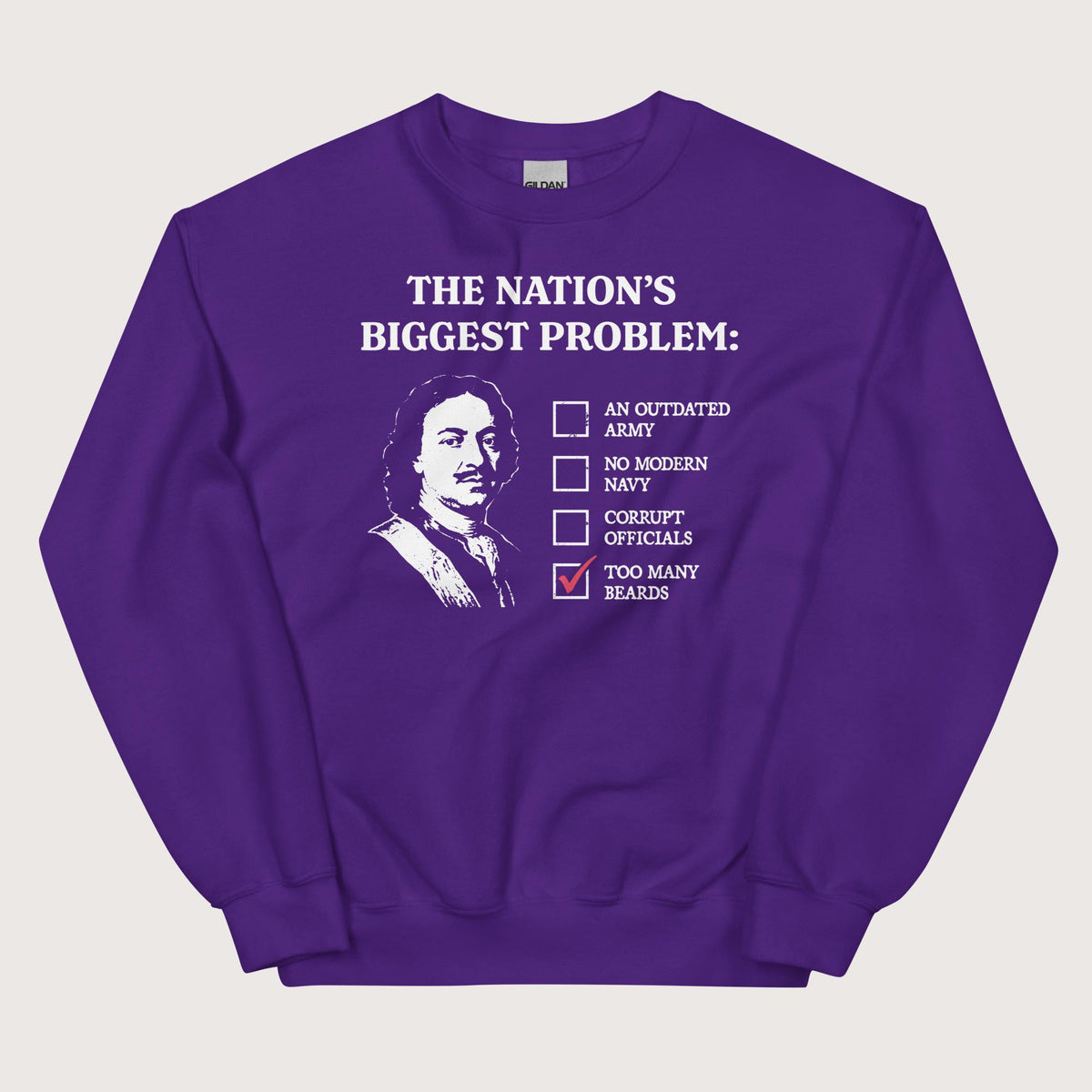 Purple Peter the Great's Beard Tax Sweatshirt - history buff gift by HistoHead