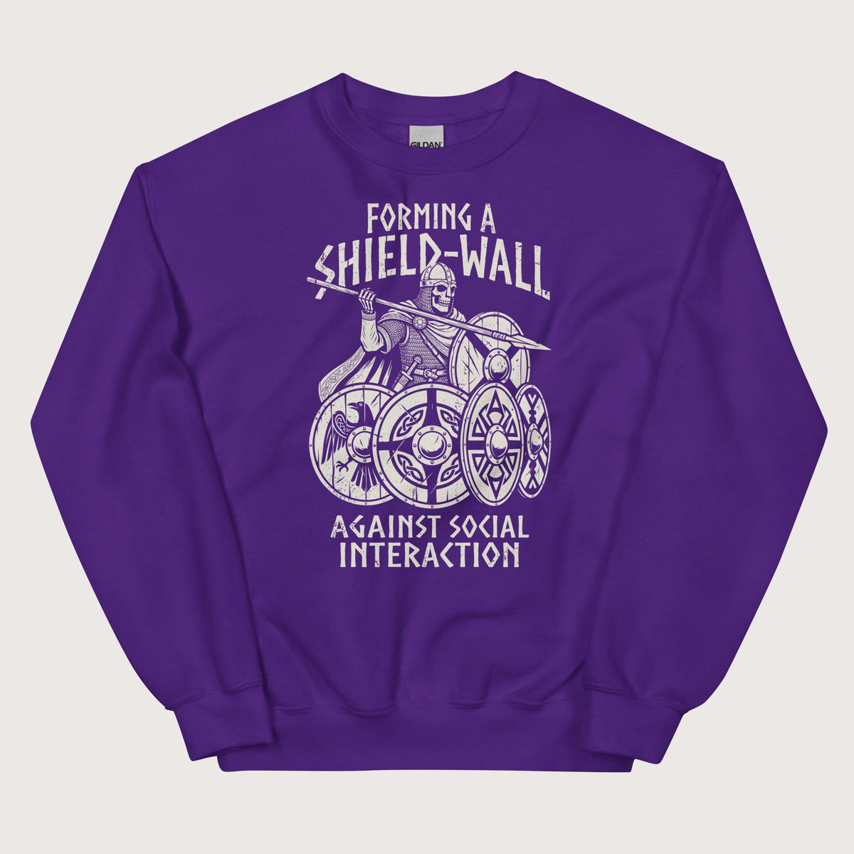 Purple Shieldwall Against Social Interaction Sweatshirt - history buff gift by HistoHead