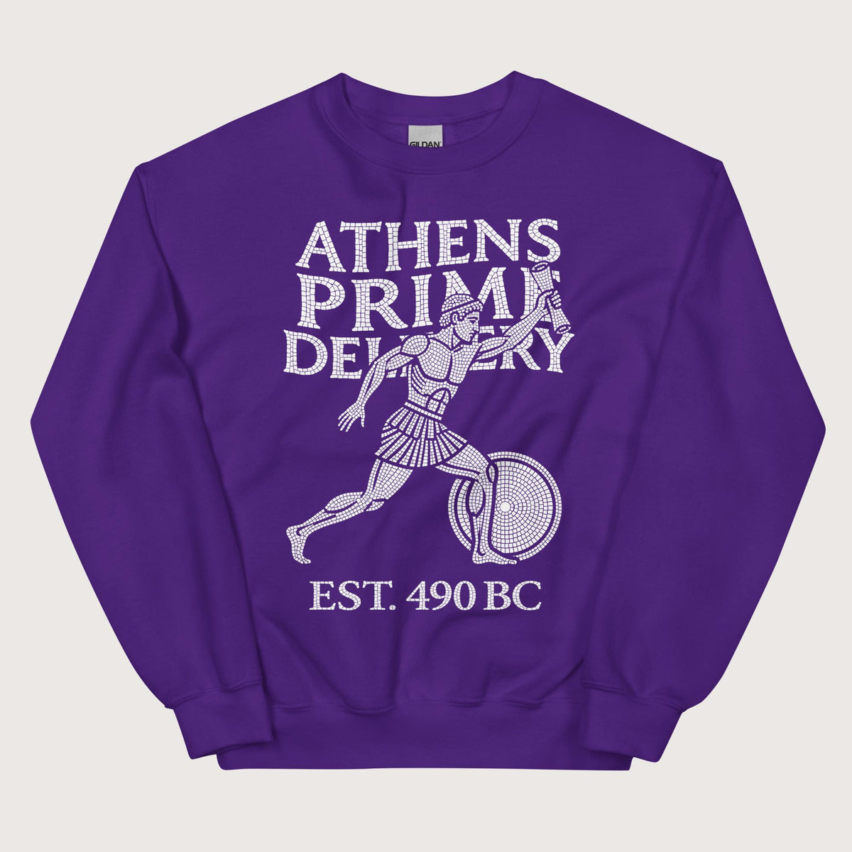 Purple Athens Prime Delivery Sweatshirt - history buff gift by HistoHead