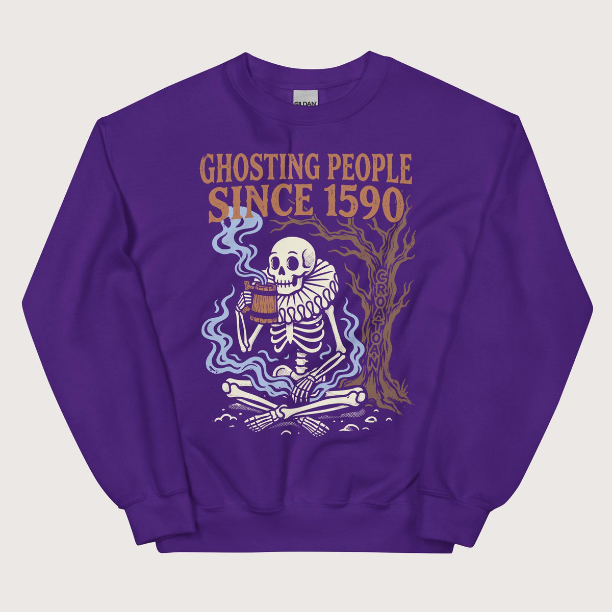 Purple Roanoke Colony Ghosting Since 1590 Sweatshirt - history buff gift by HistoHead