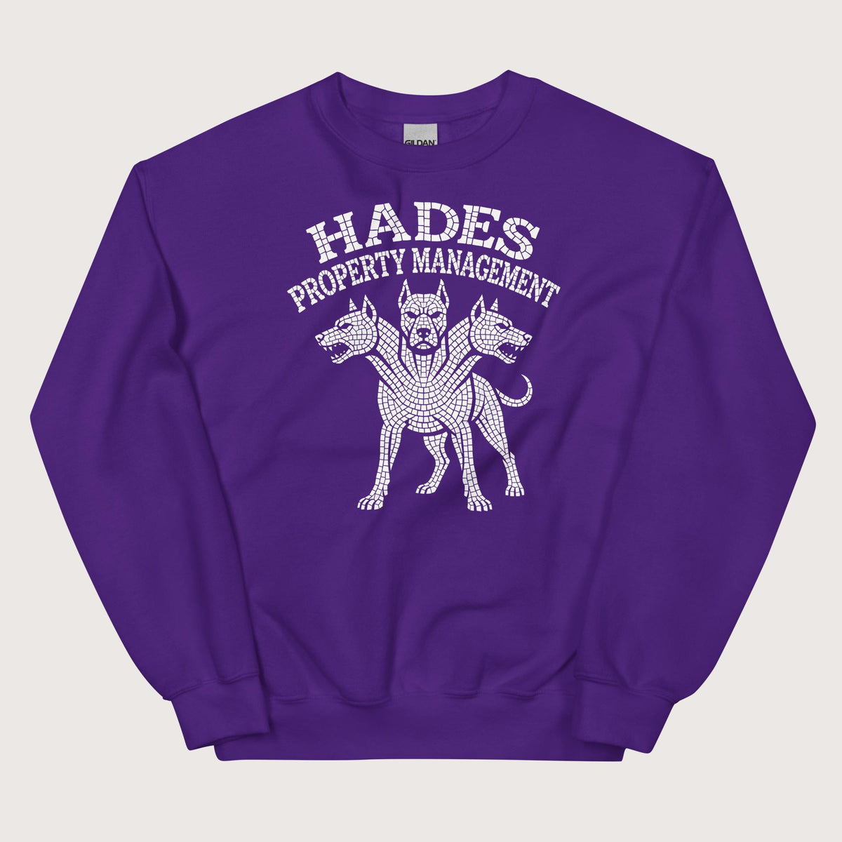 Purple Hades Property Management Sweatshirt - history buff gift by HistoHead