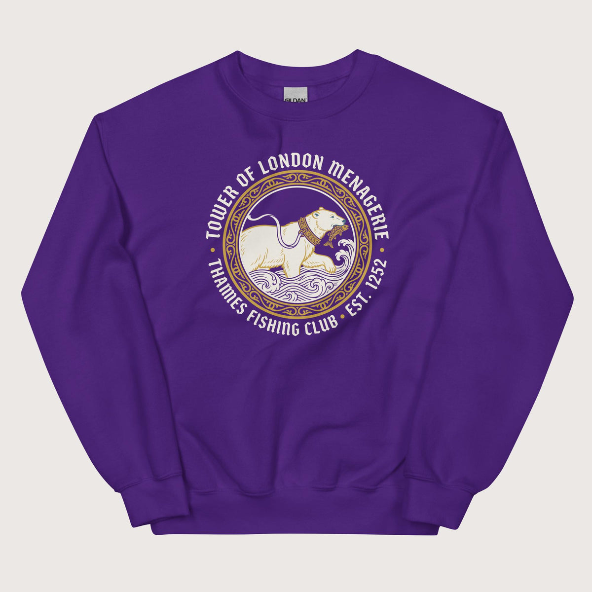 Purple Tower Of London Menagerie Thames Fishing Club Sweatshirt - history buff gift by HistoHead