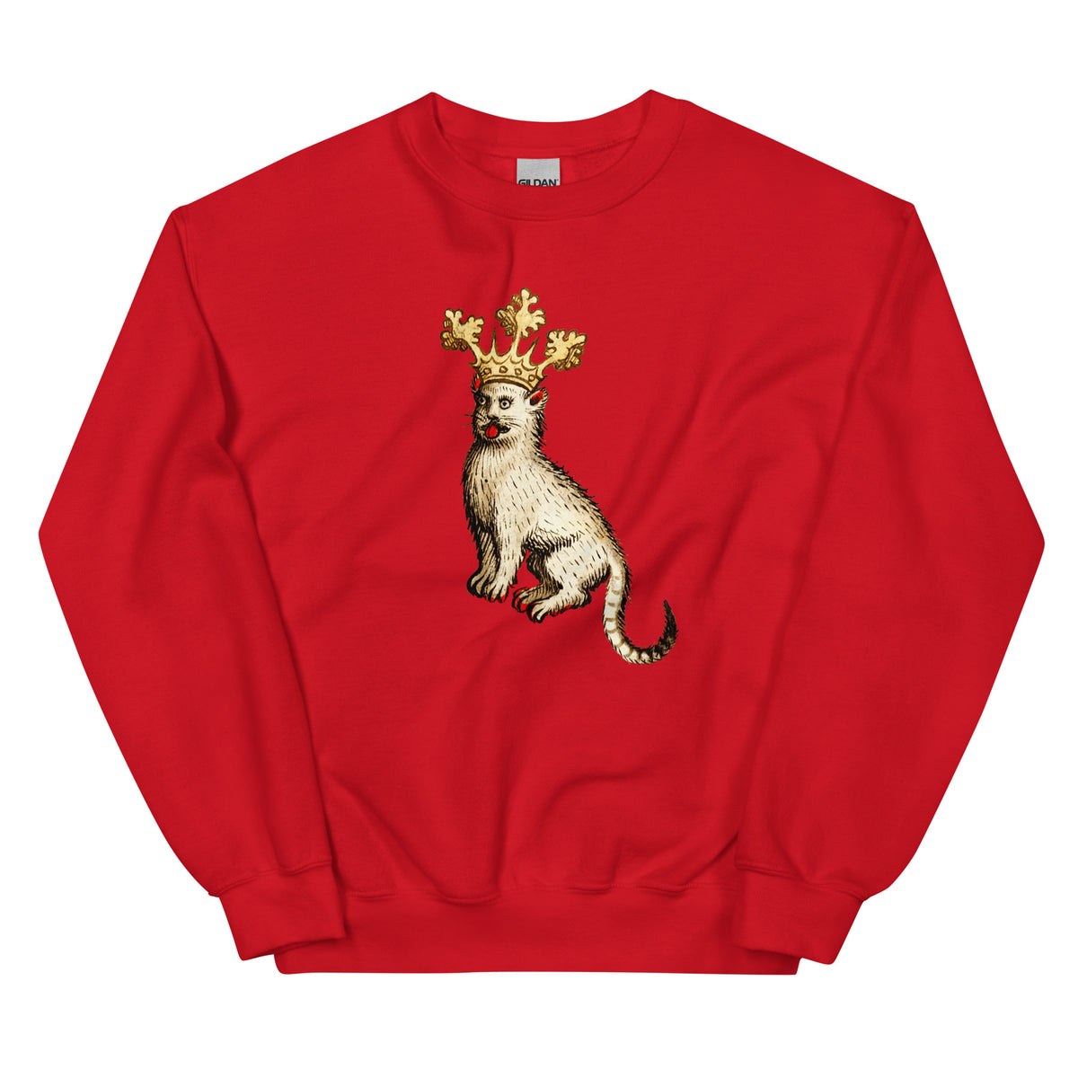 Red Medieval Cat King Sweatshirt - history buff gift by HistoHead