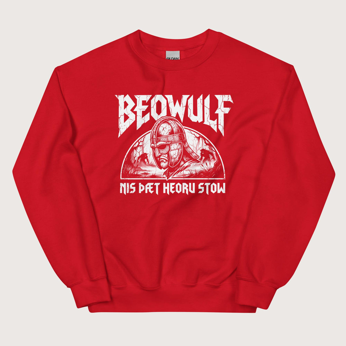 Red Beowulf That Is No Pleasant Place Old English Sweatshirt - history buff gift by HistoHead