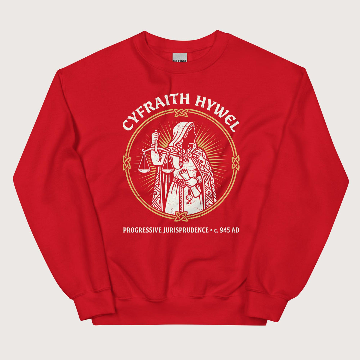 Red Cyfraith Hywel Progressive Jurisprudence Sweatshirt - history buff gift by HistoHead