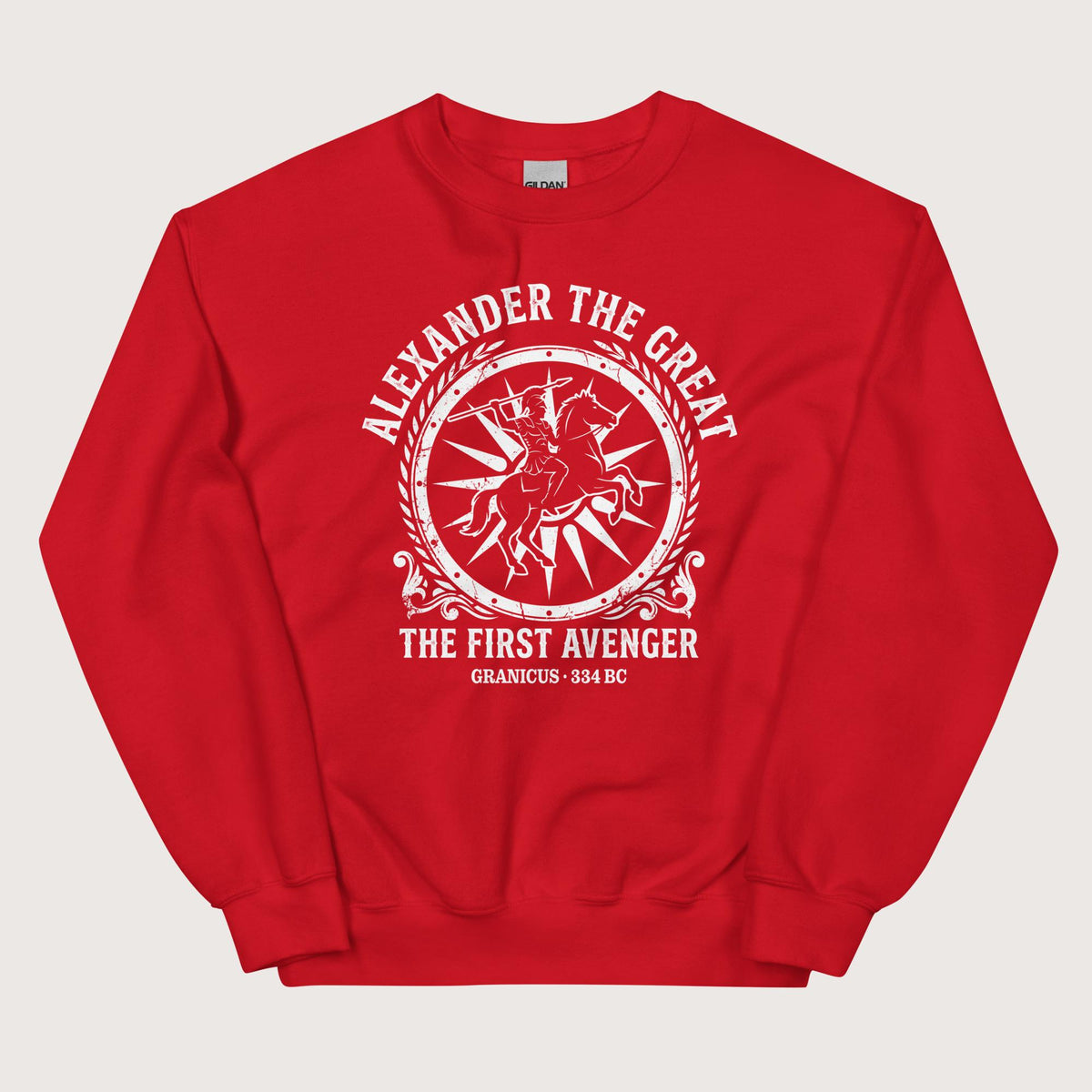 Red Alexander the Great First Avenger Sweatshirt - history buff gift by HistoHead