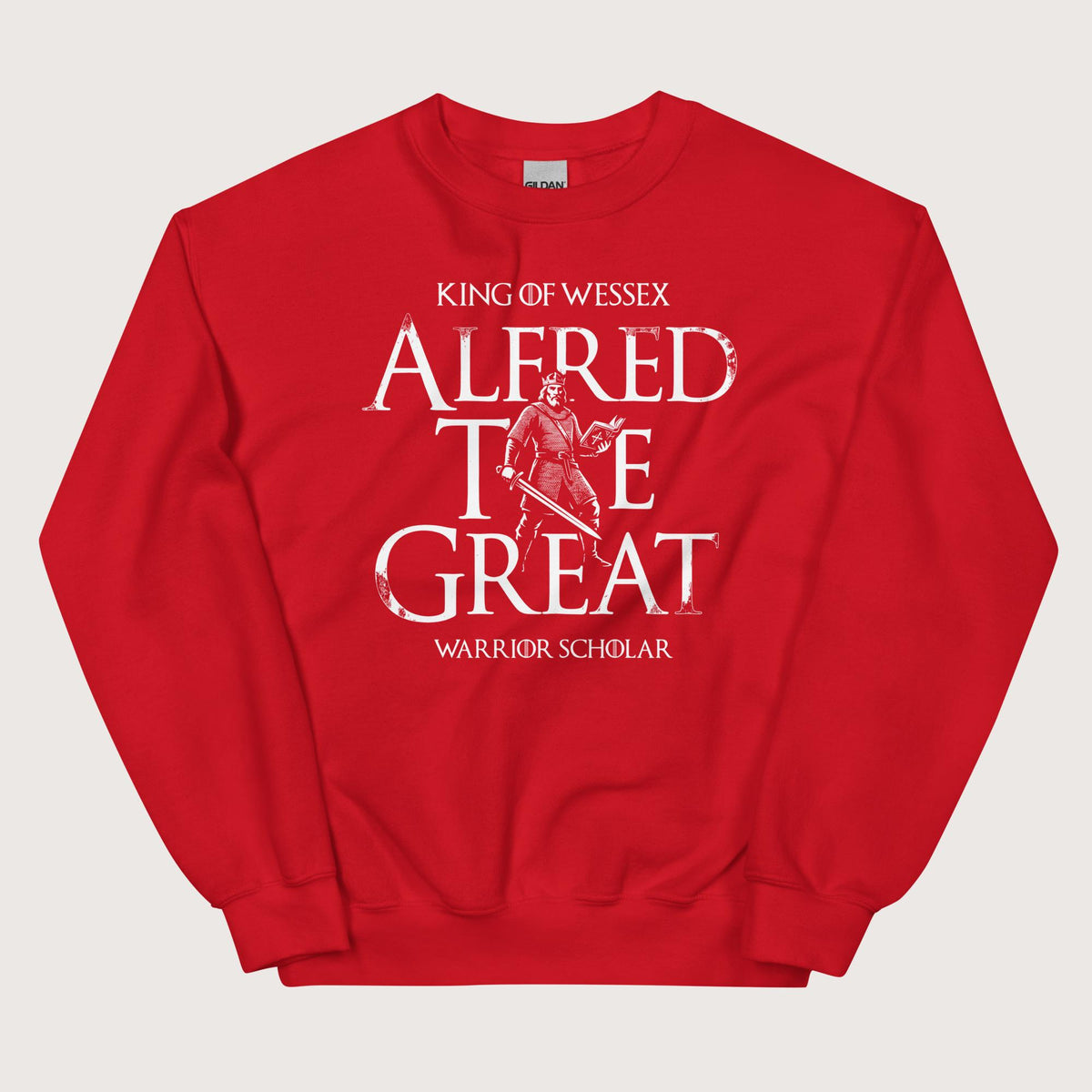 Red Alfred the Great Scholar King Sweatshirt - history buff gift by HistoHead