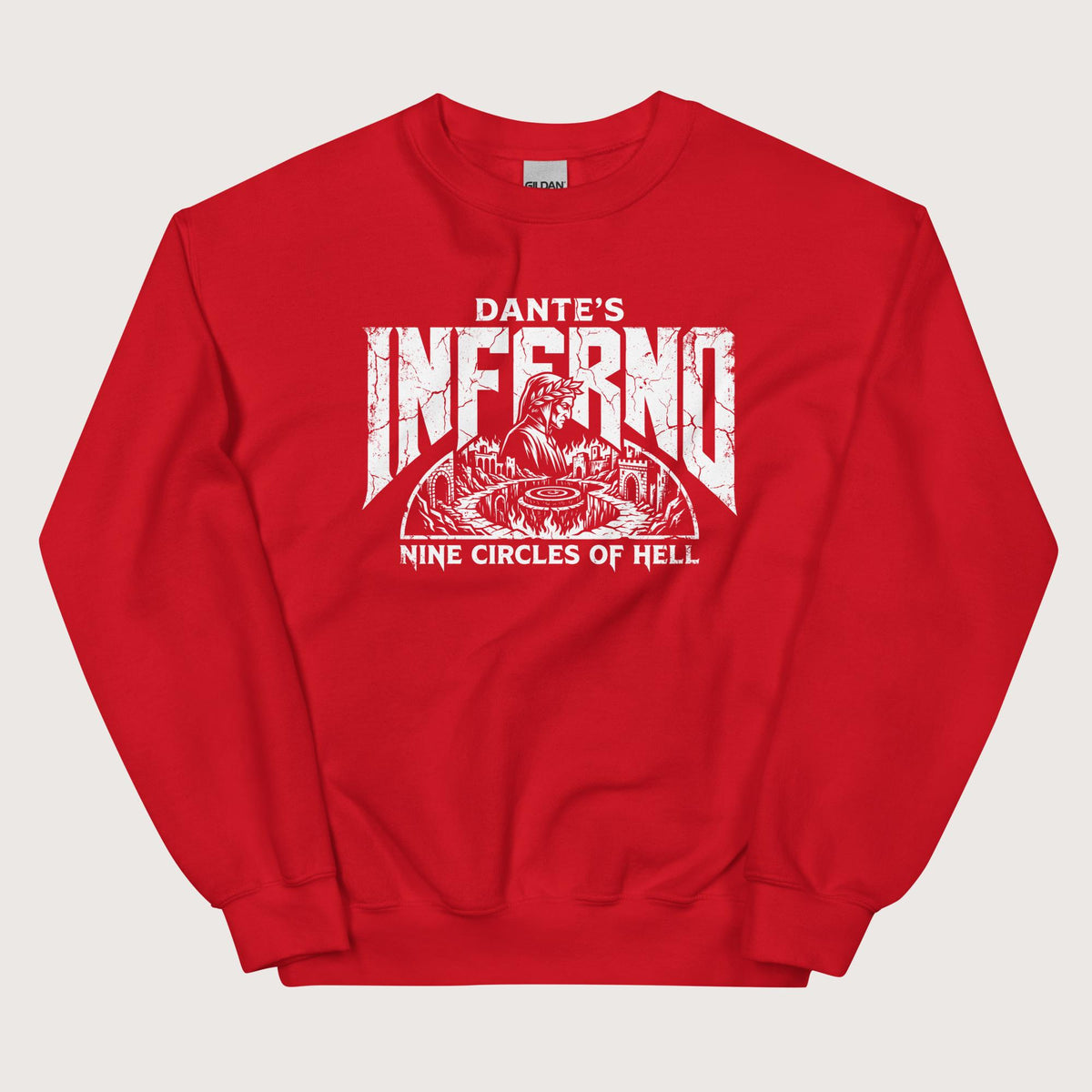 Red Dante's Inferno Sweatshirt - history buff gift by HistoHead