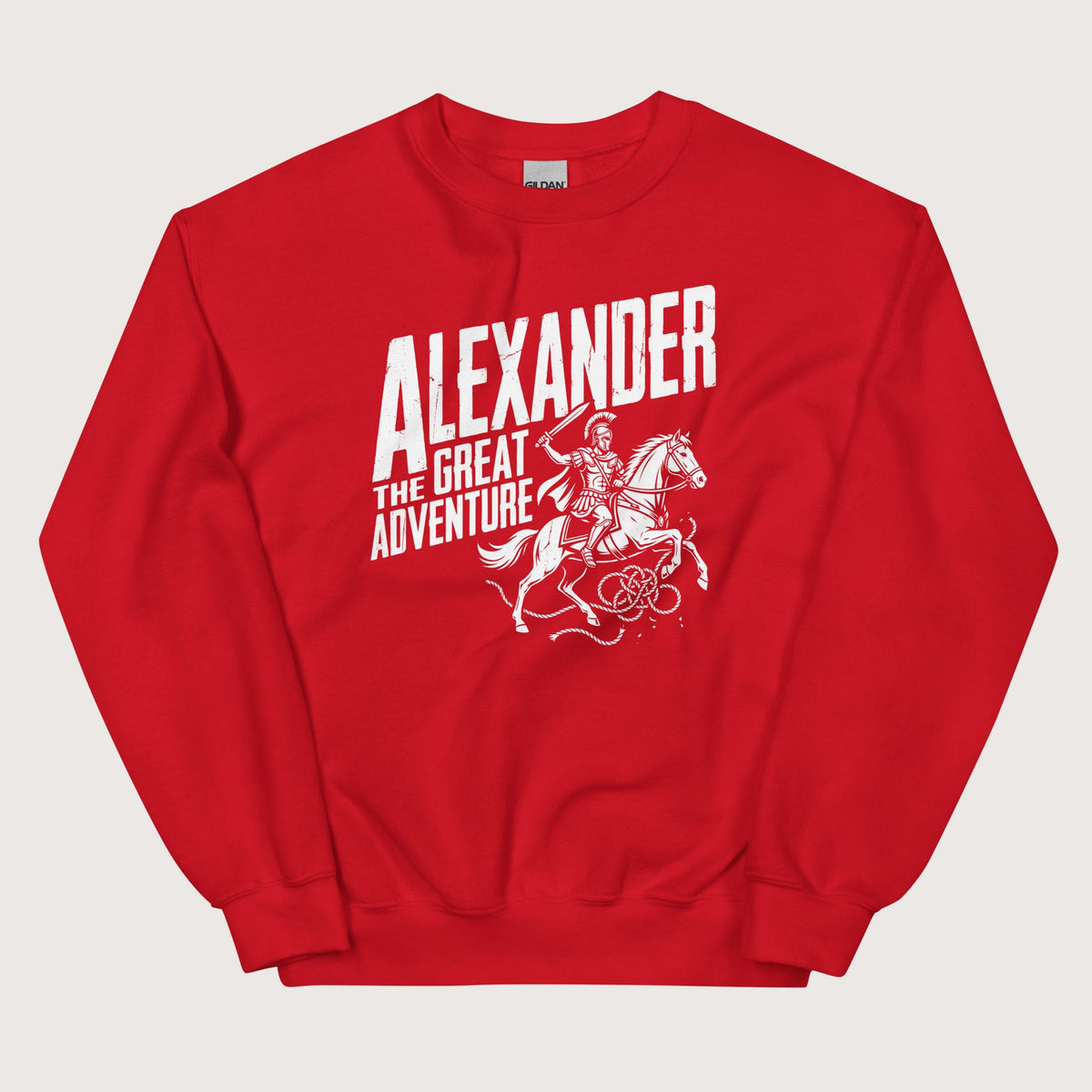 Red Alexander the Great Adventure Sweatshirt - history buff gift by HistoHead