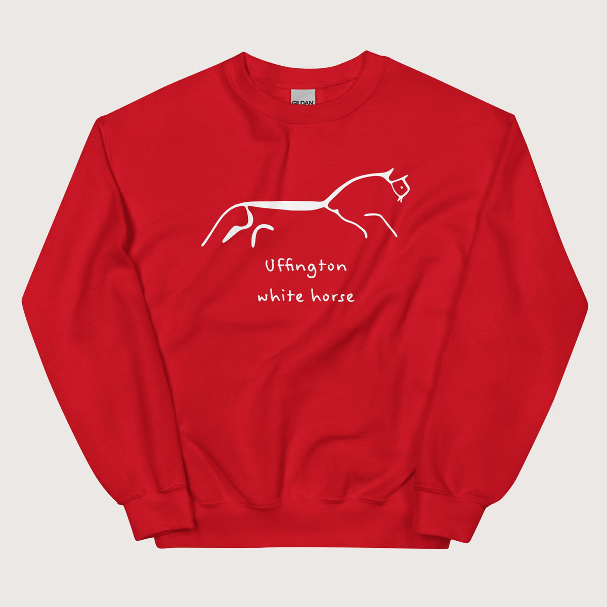 Red Uffington White Horse Sweatshirt - history buff gift by HistoHead