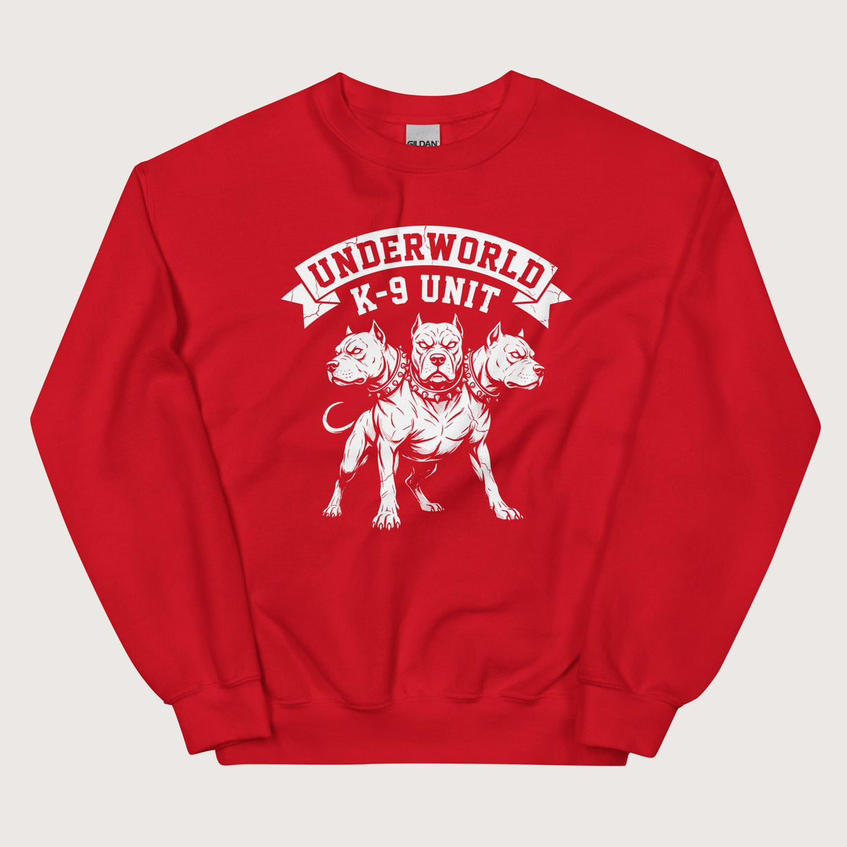 Red Cerberus Underworld K-9 Unit Sweatshirt - history buff gift by HistoHead