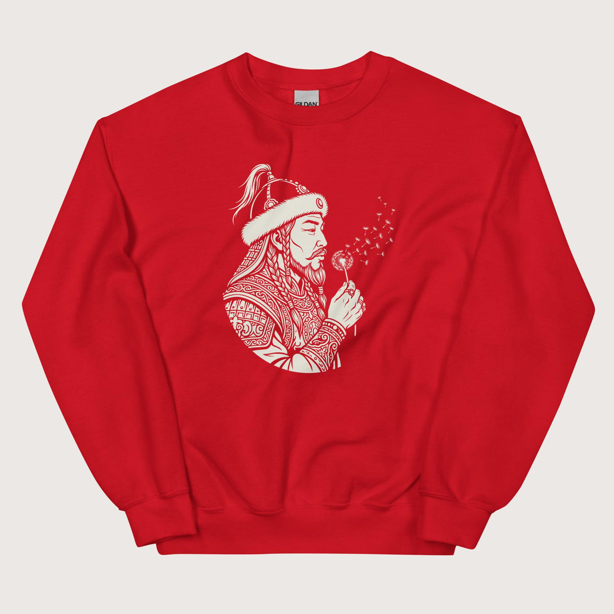 Red Genghis Khan Blowing Wishes Sweatshirt - history buff gift by HistoHead