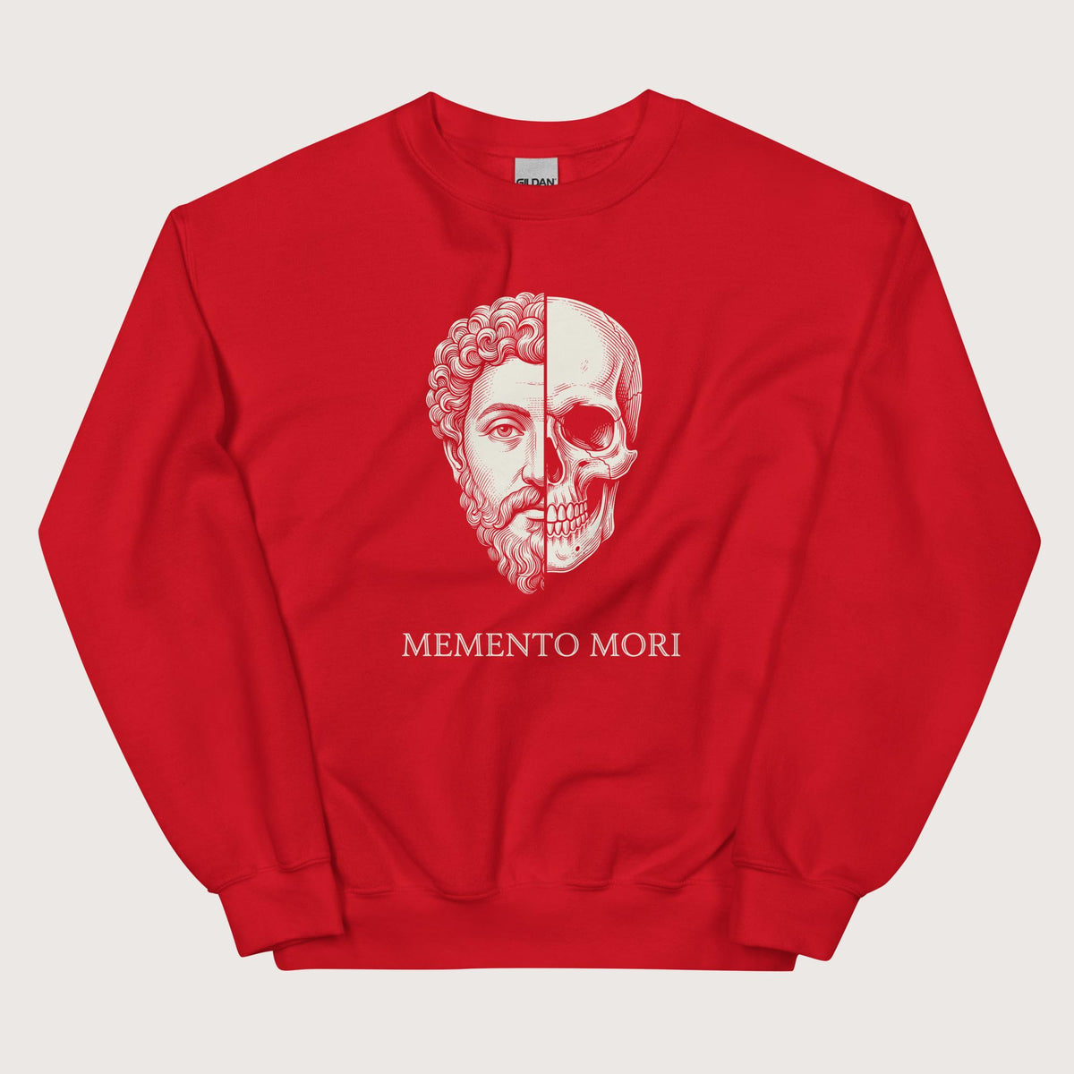Red Marcus Aurelius Skull Sweatshirt - history buff gift by HistoHead
