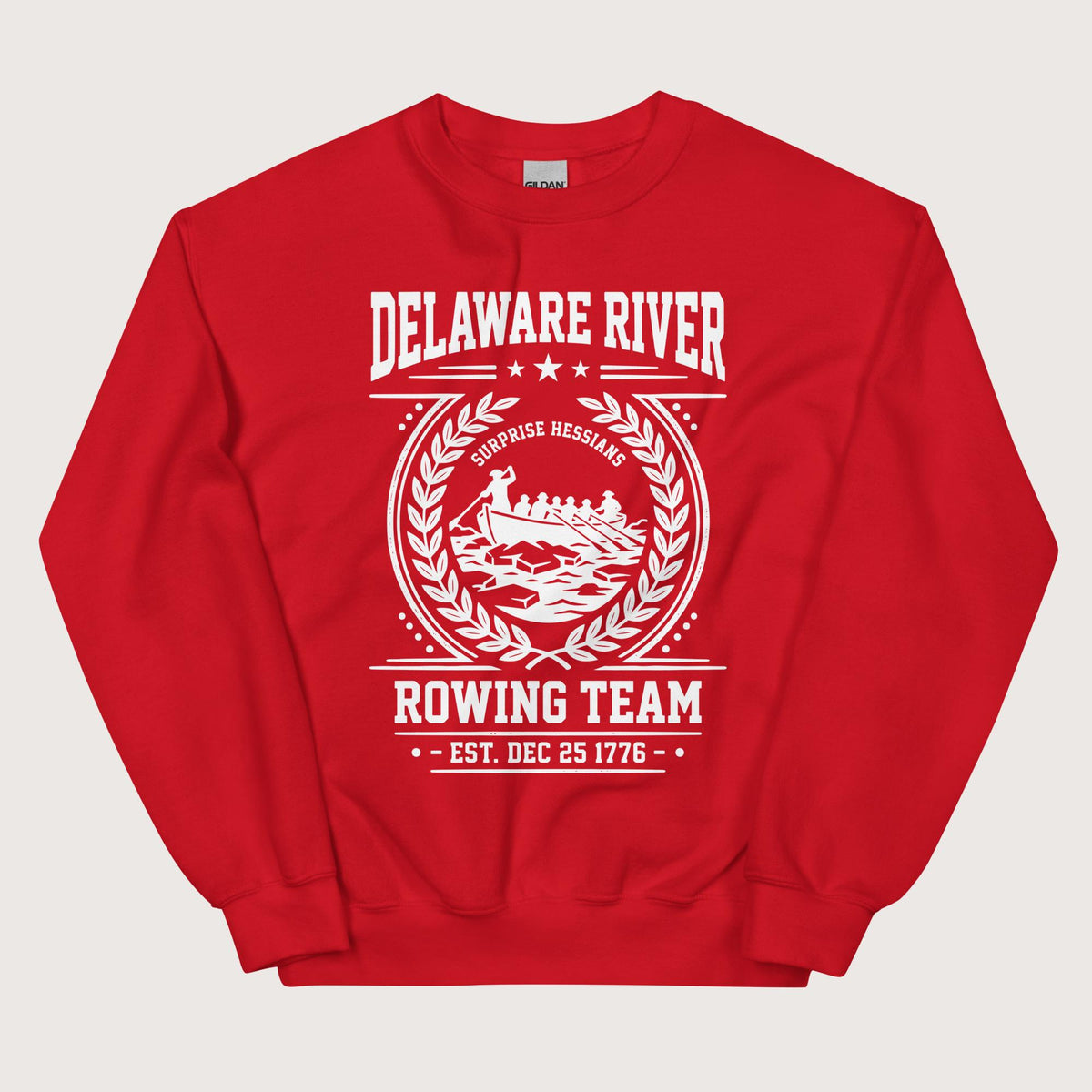 Red Delaware River Rowing Team Sweatshirt - history buff gift by HistoHead