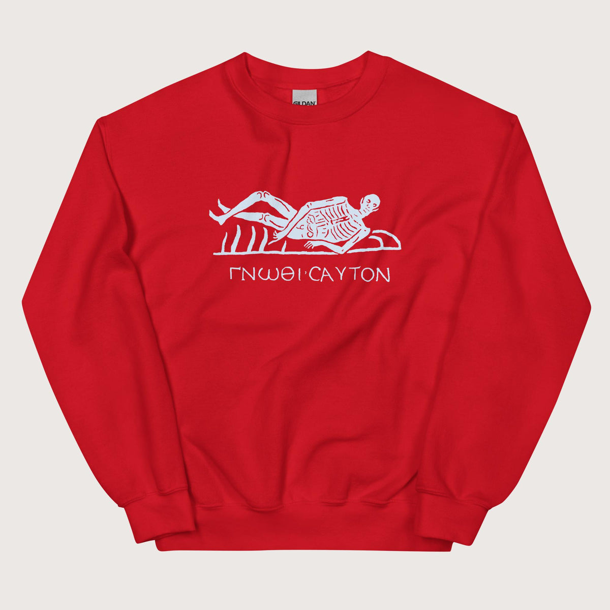 Red Know Thyself Skeleton Sweatshirt - history buff gift by HistoHead