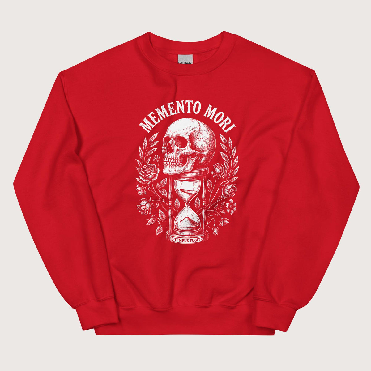 Red Memento Mori Tempus Fugit Sweatshirt - history buff gift by HistoHead