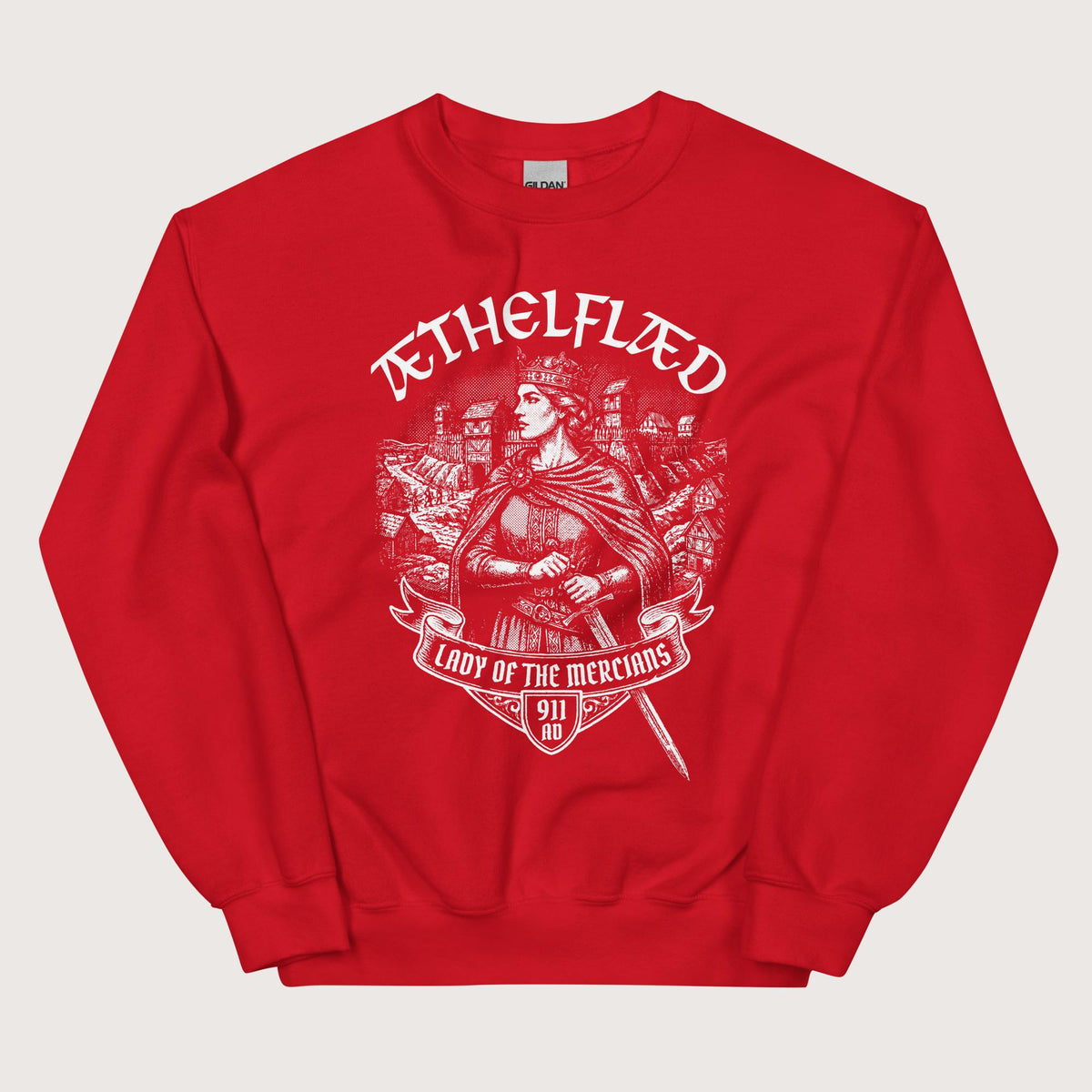 Red Æthelflæd Lady of the Mercians Sweatshirt - history buff gift by HistoHead