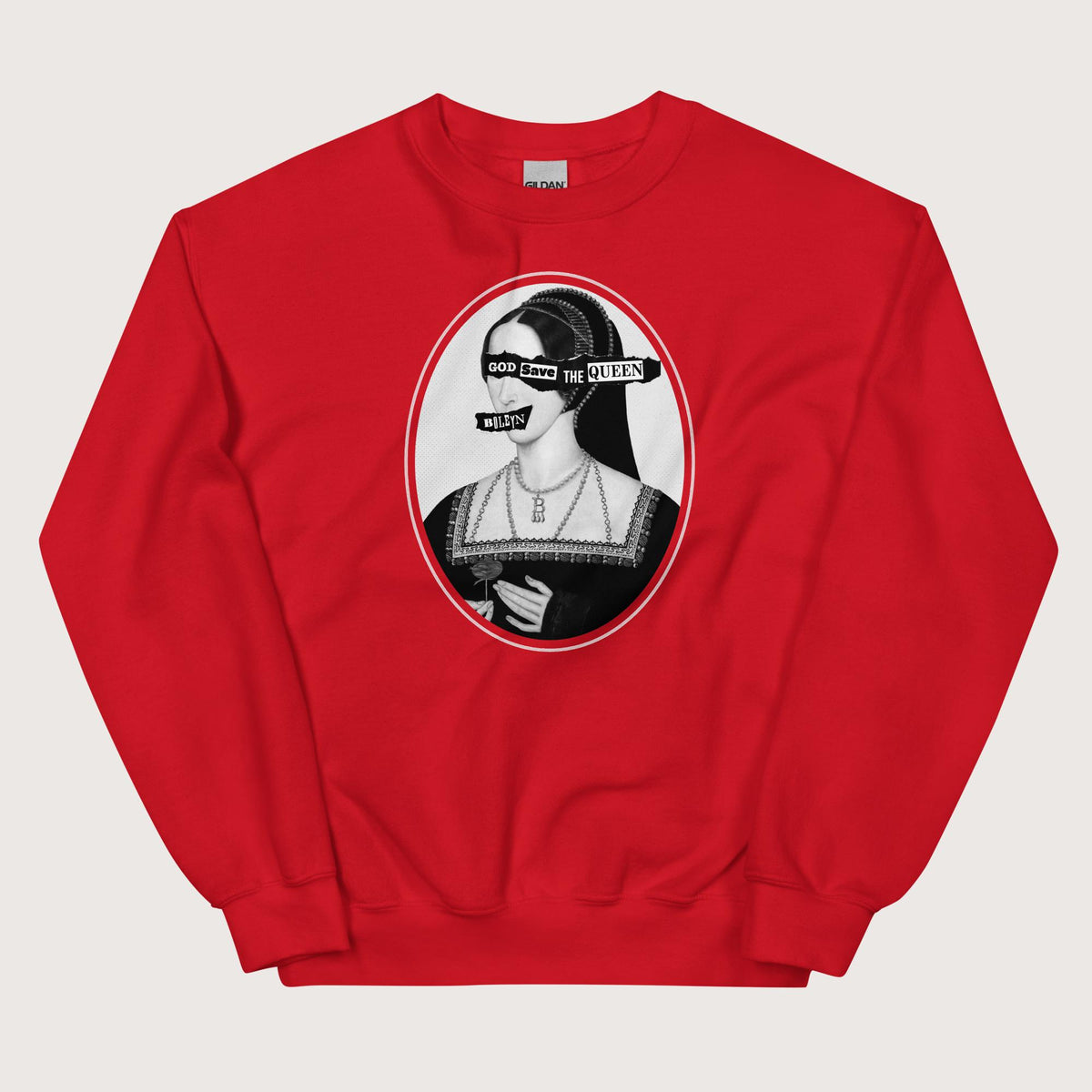 Red God Save the Queen Anne Boleyn Sweatshirt - history buff gift by HistoHead