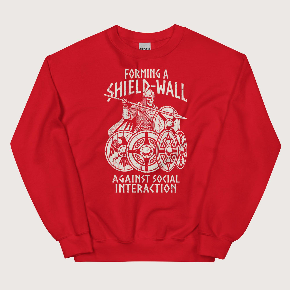Red Shieldwall Against Social Interaction Sweatshirt - history buff gift by HistoHead
