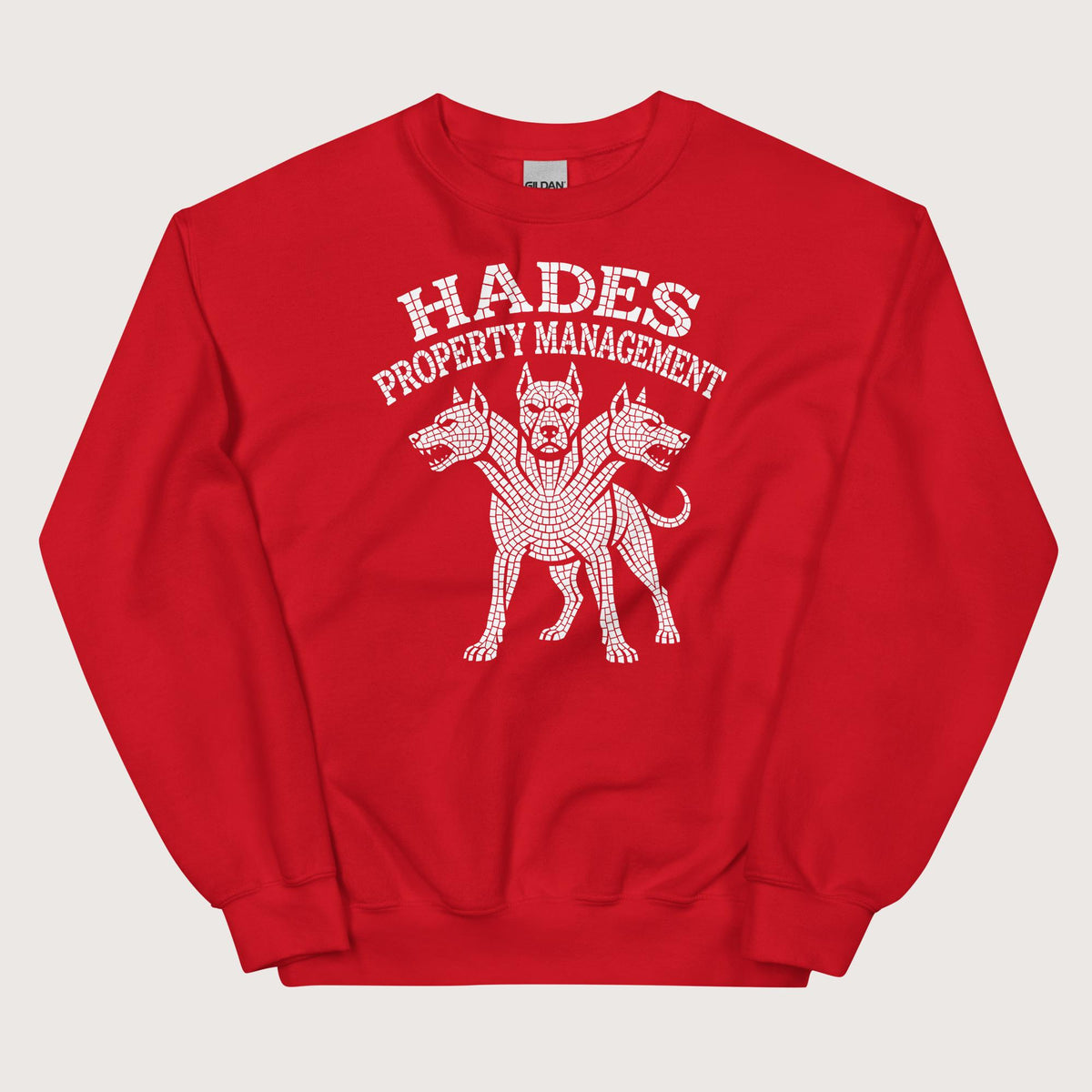 Red Hades Property Management Sweatshirt - history buff gift by HistoHead